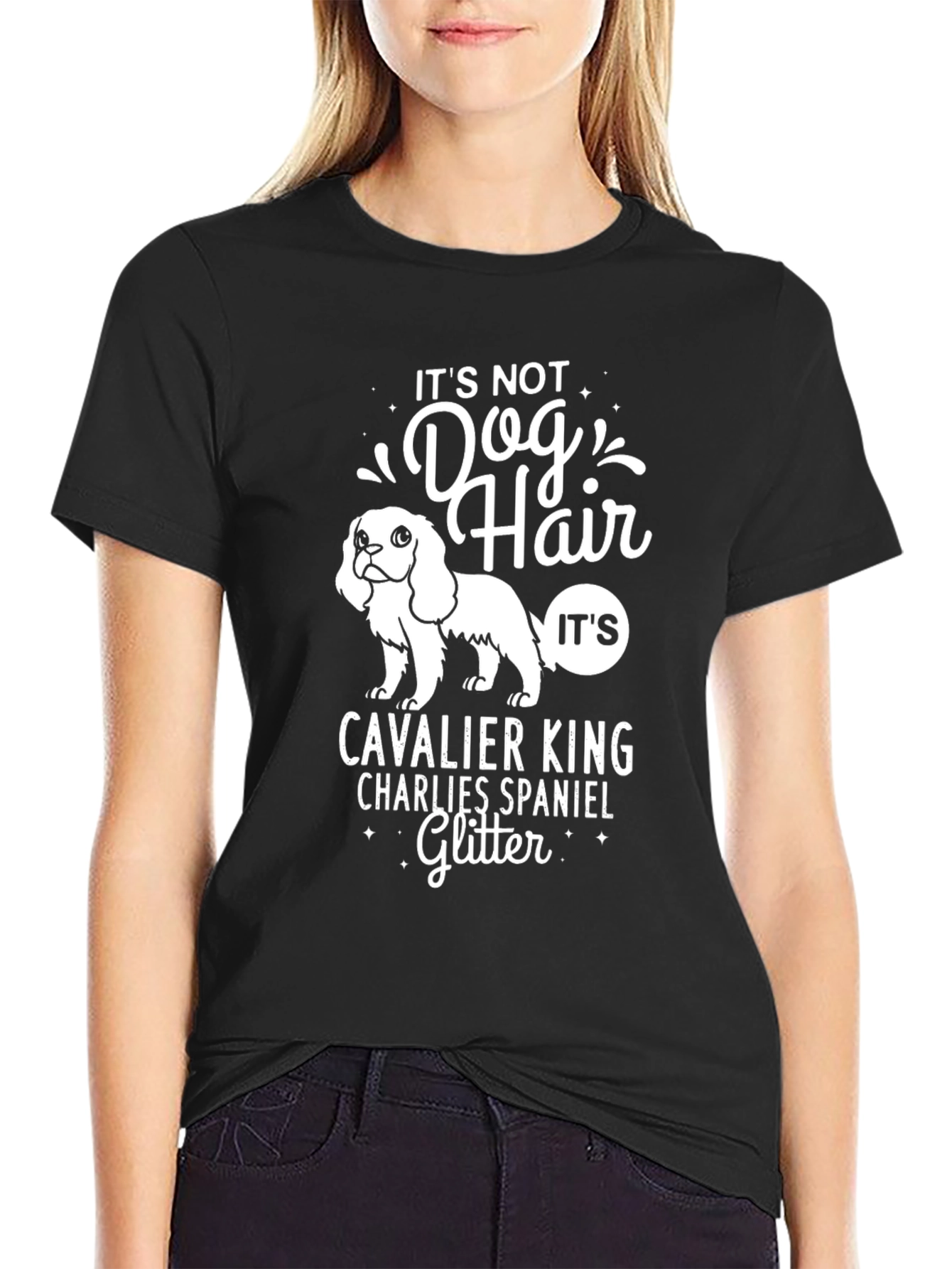 Dog Hair Glitter Cavalier King T-Shirt