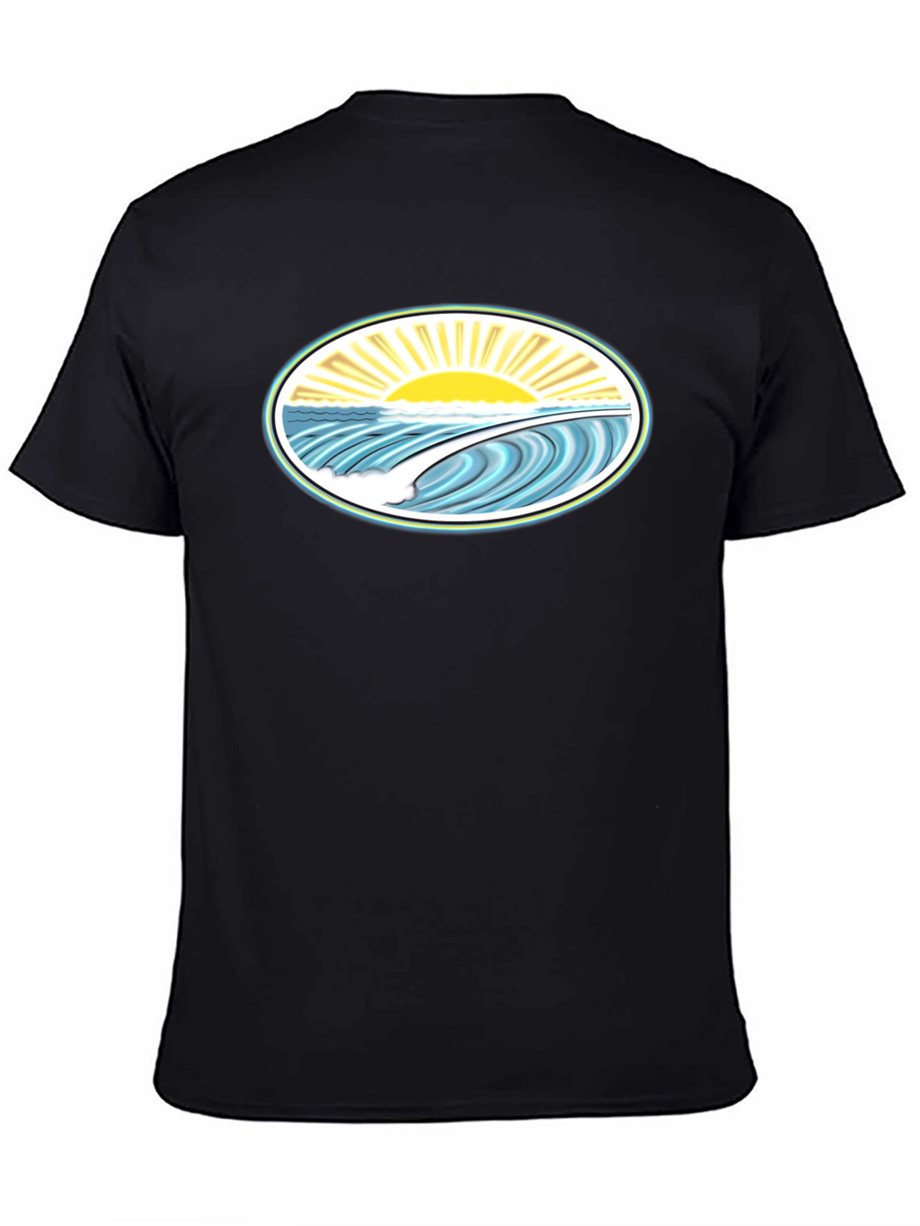 Ocean Wave Graphic Tee - Black Cotton Comfort