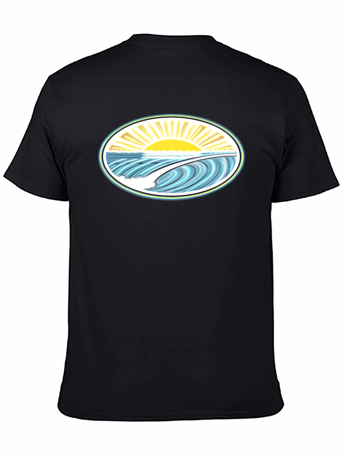 Ocean Wave Graphic Tee - Black Cotton Comfort