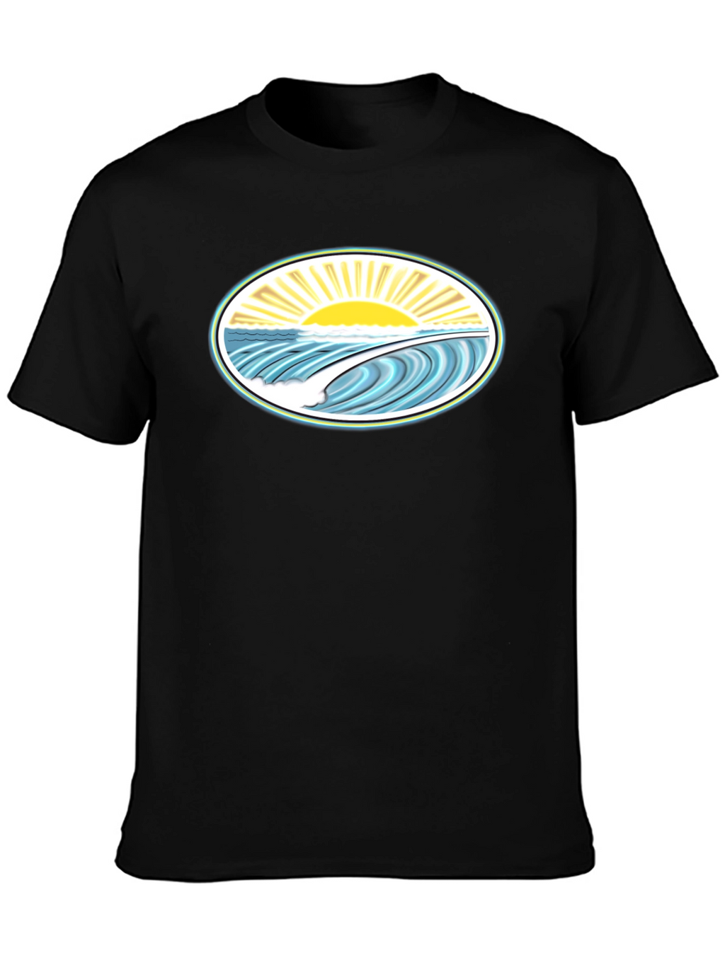Ocean Wave Graphic Tee - Black Cotton Comfort