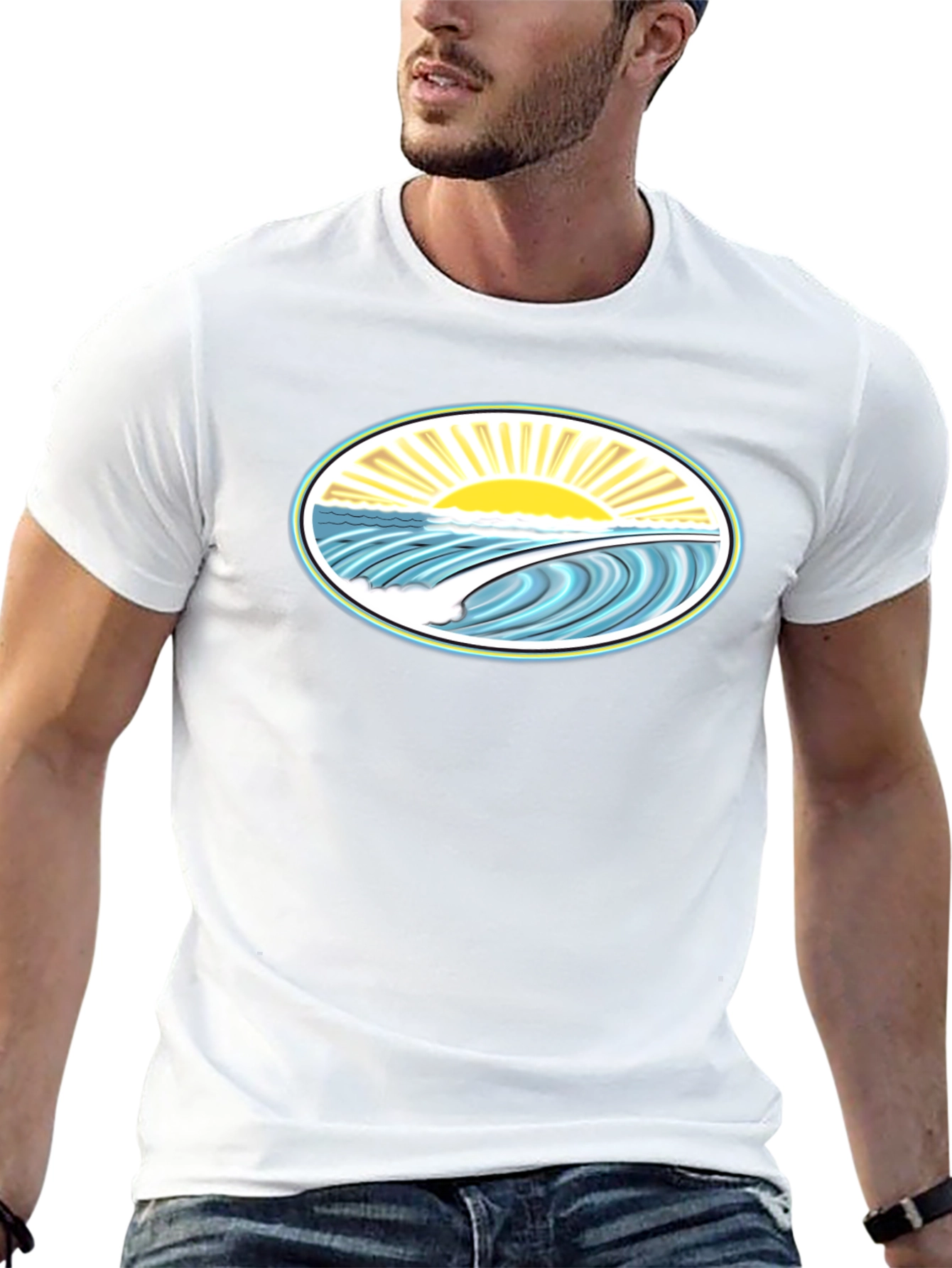 Ocean Wave Graphic Tee - Black Cotton Comfort