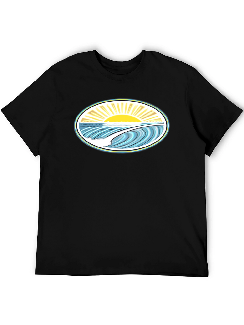 Ocean Wave Graphic Tee - Black Cotton Comfort