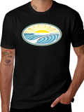 Ocean Wave Graphic Tee - Black Cotton Comfort