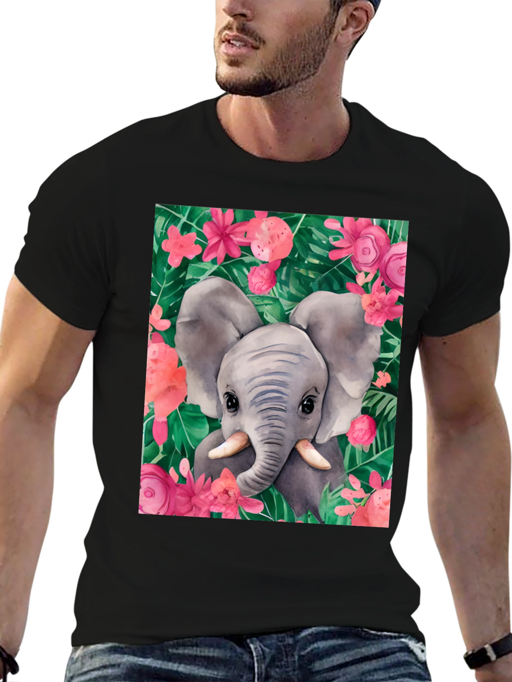 Elephant Floral Graphic Tee