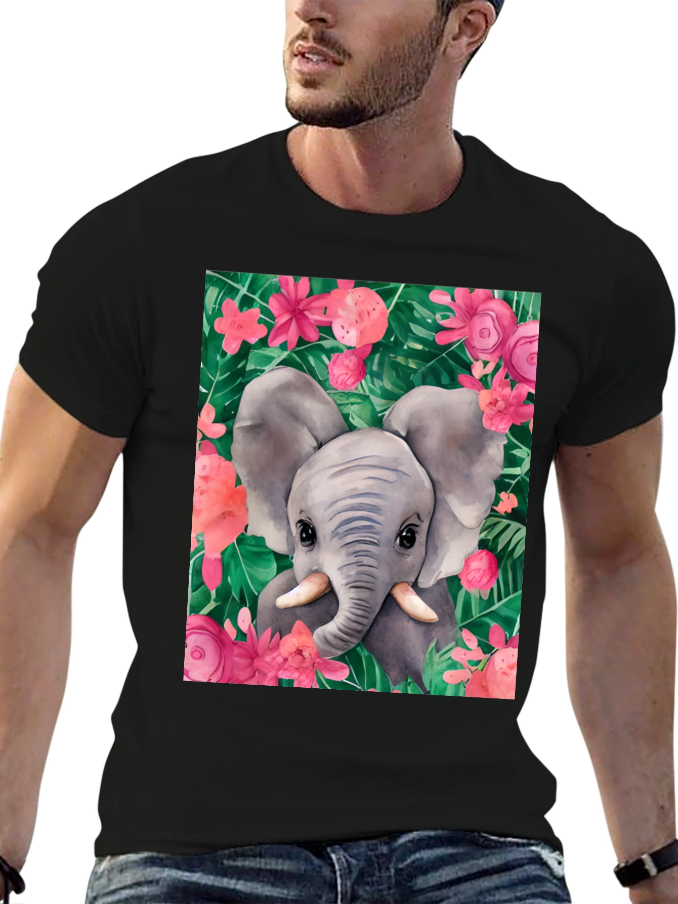 Elephant Floral Graphic Tee
