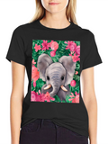 Elephant Floral Graphic Tee