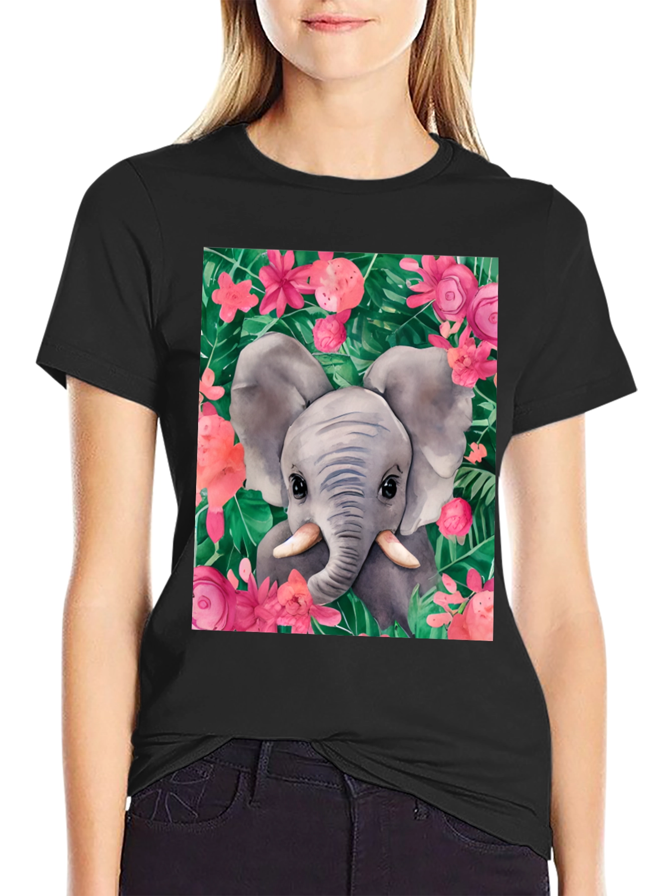 Elephant Floral Graphic Tee