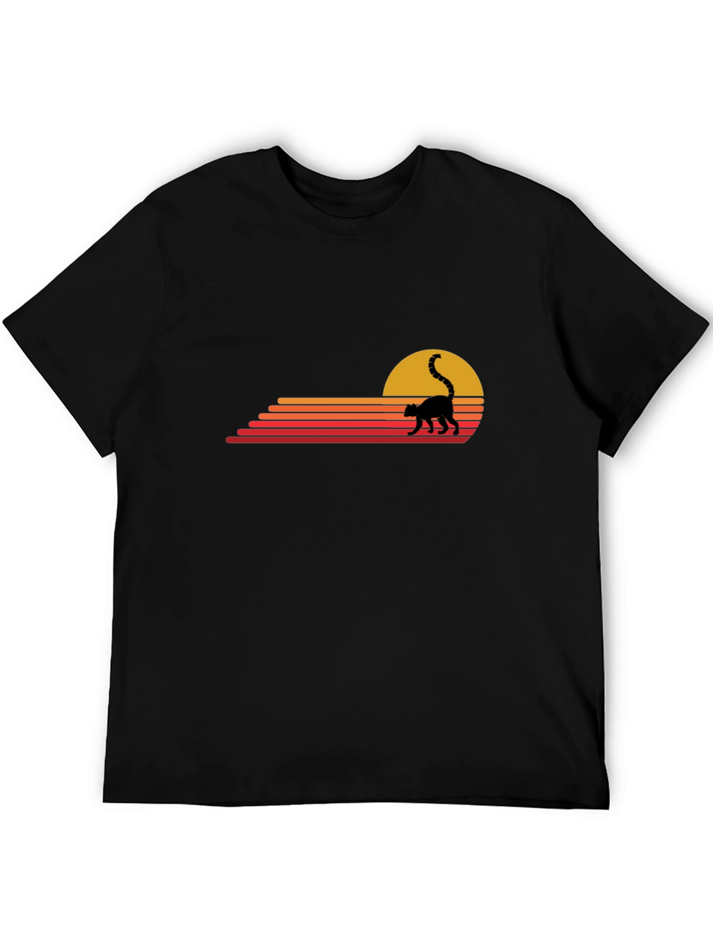Retro Lemur Sunset Graphic Tee - Black