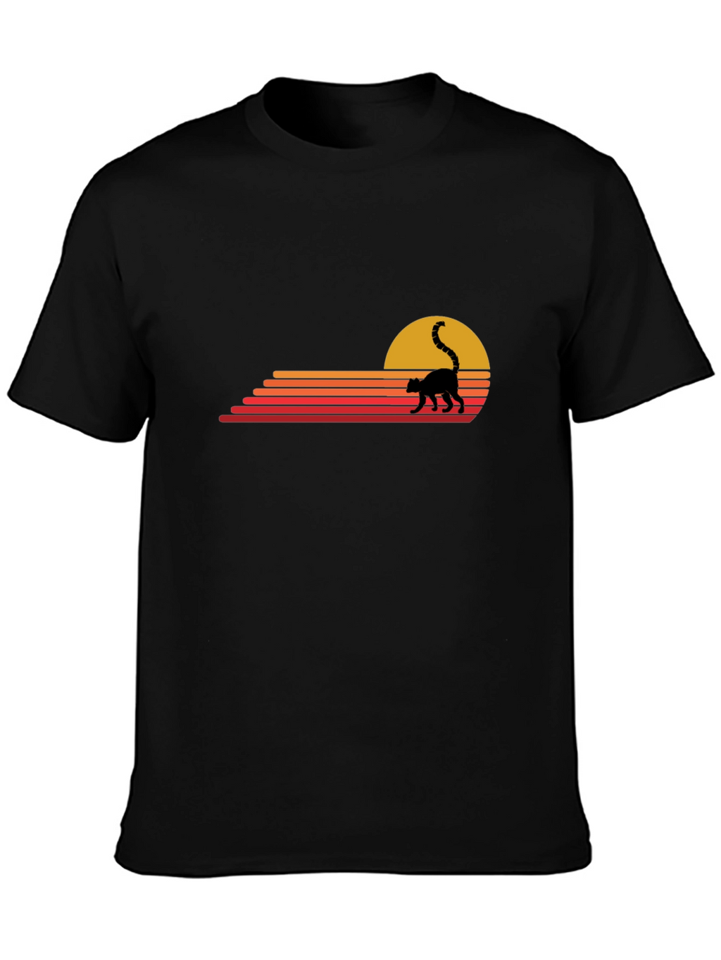 Retro Lemur Sunset Graphic Tee - Black