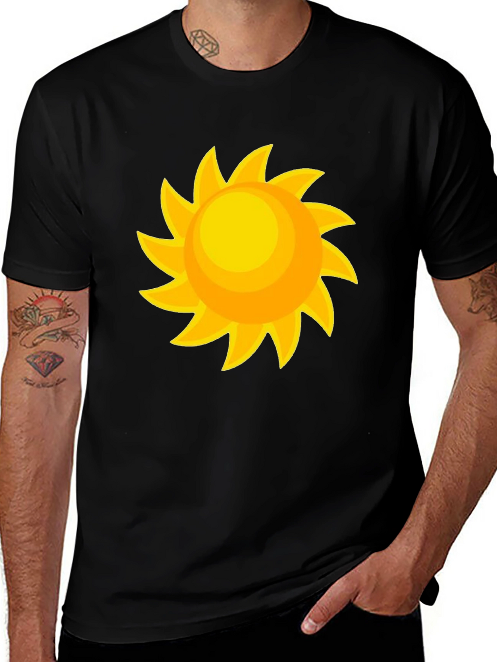 Sunny Day Graphic Tee - Black Cotton Comfort