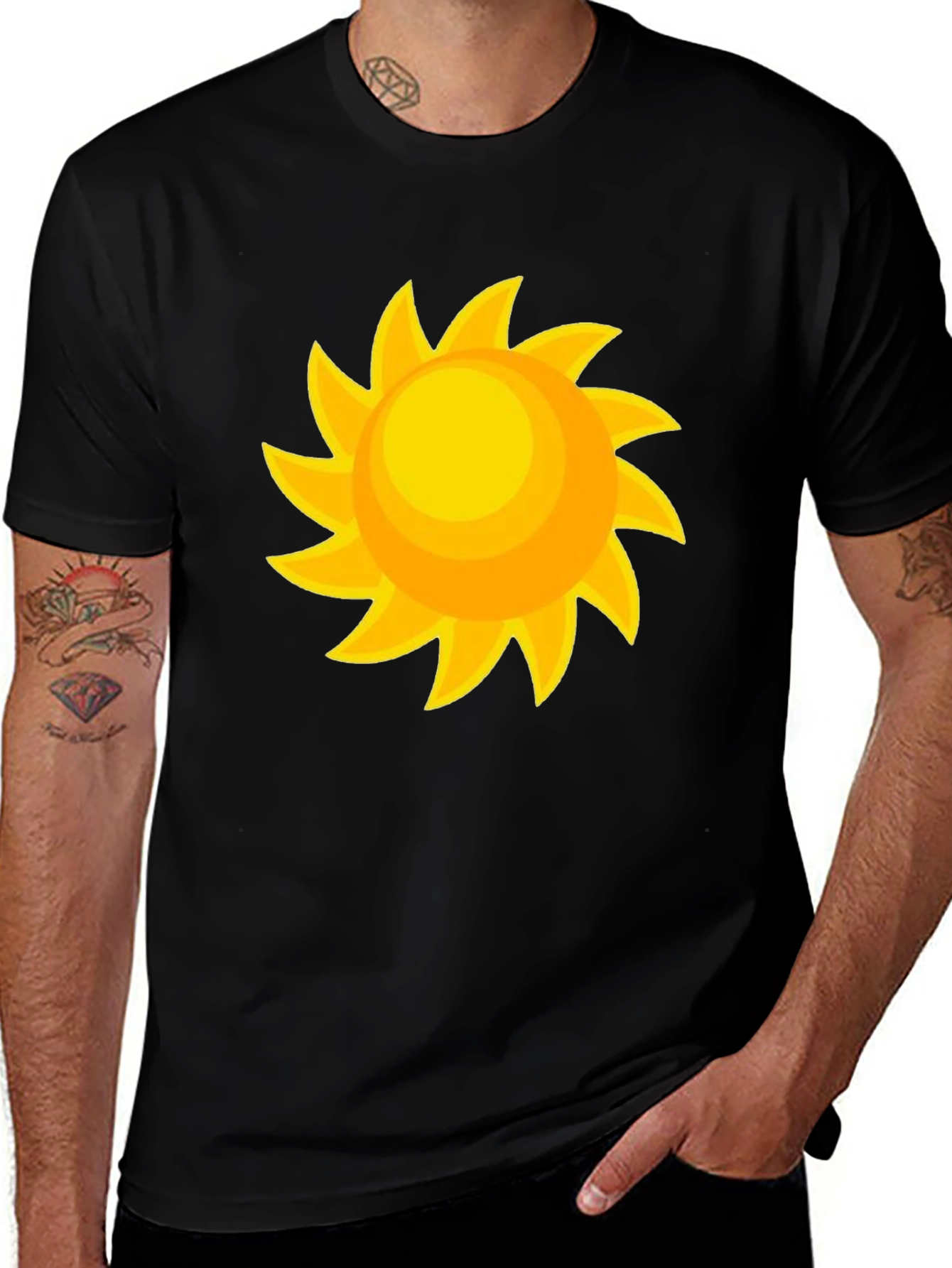 Sunny Day Graphic Tee - Black Cotton Comfort
