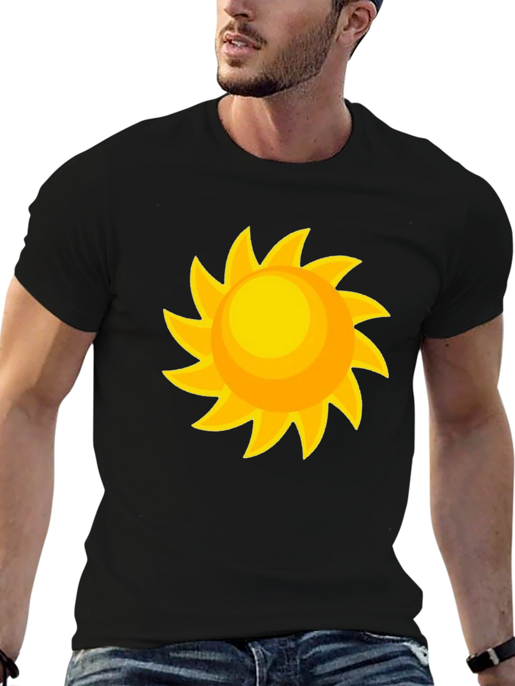 Sunny Day Graphic Tee - Black Cotton Comfort