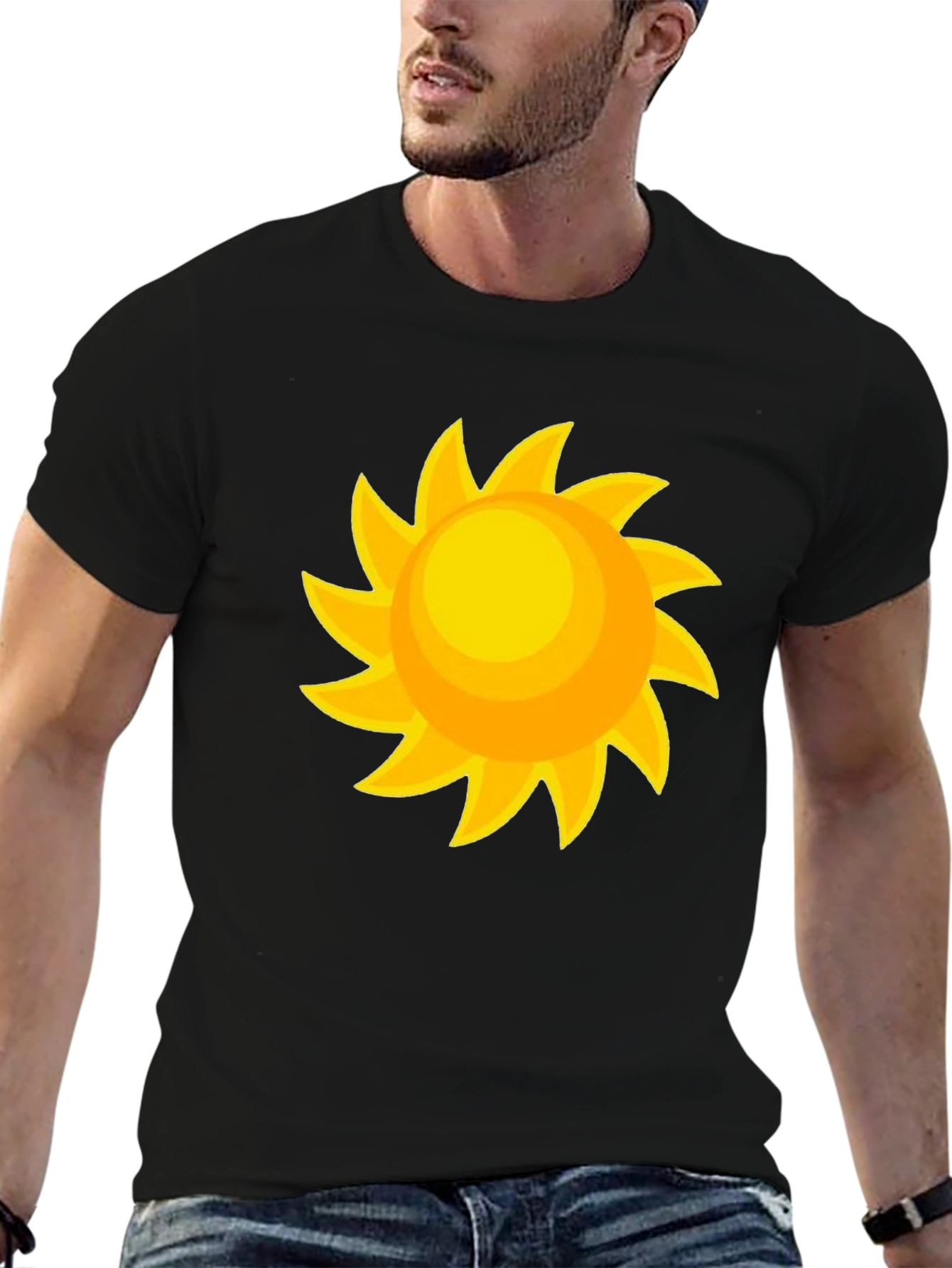 Sunny Day Graphic Tee - Black Cotton Comfort