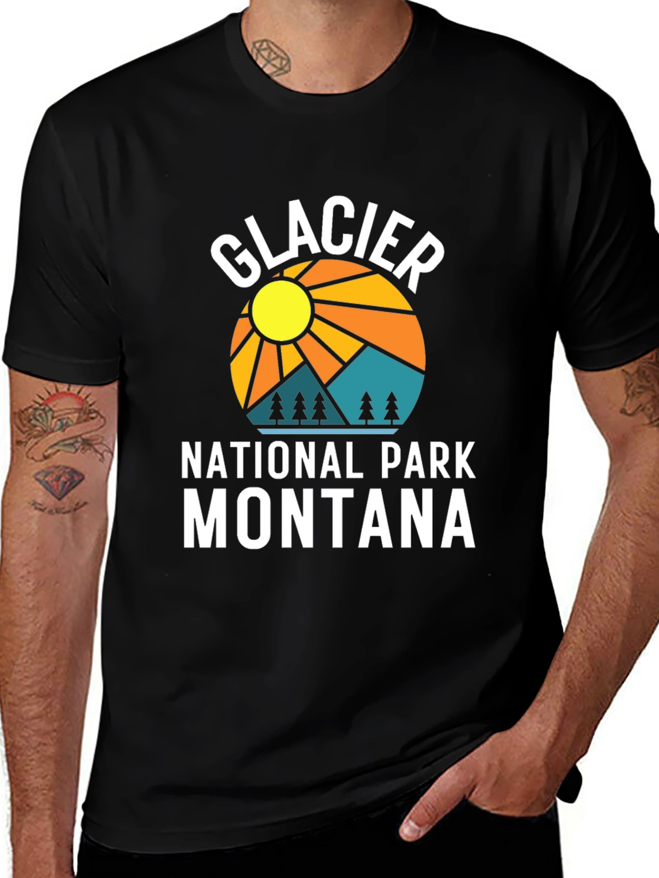 Glacier National Park Montana Black T-Shirt