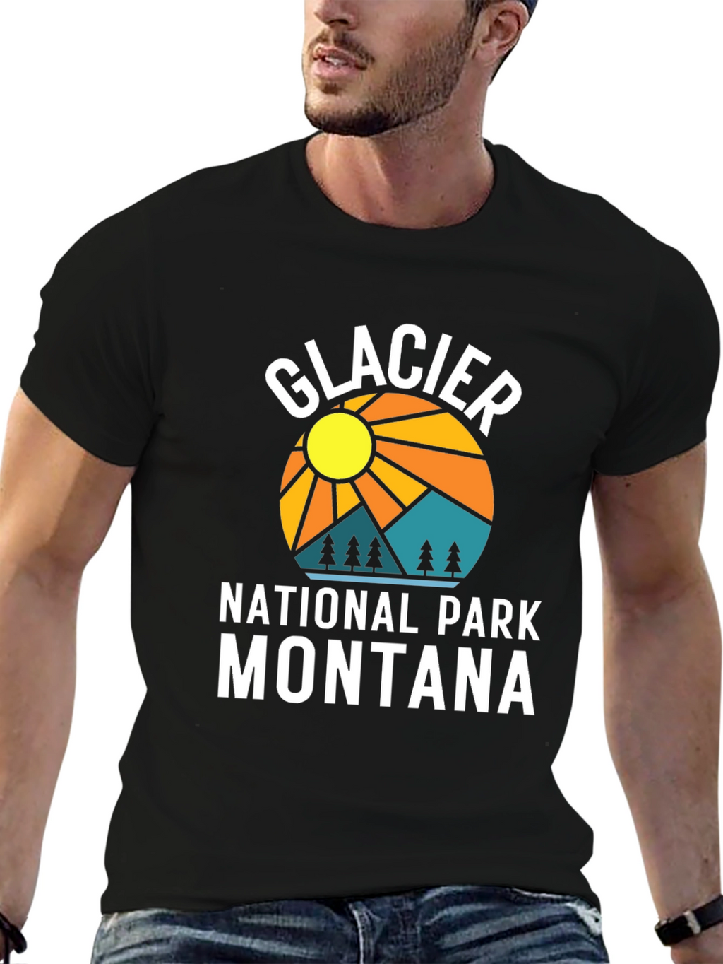 Glacier National Park Montana Black T-Shirt
