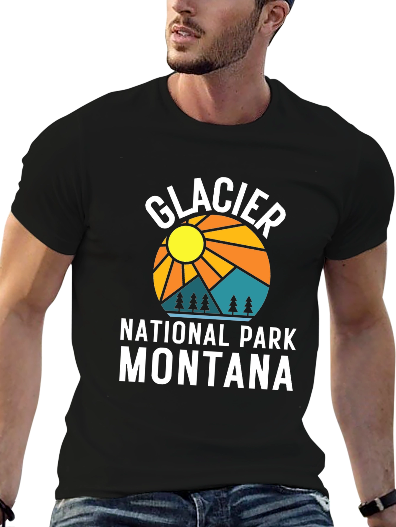 Glacier National Park Montana Black T-Shirt