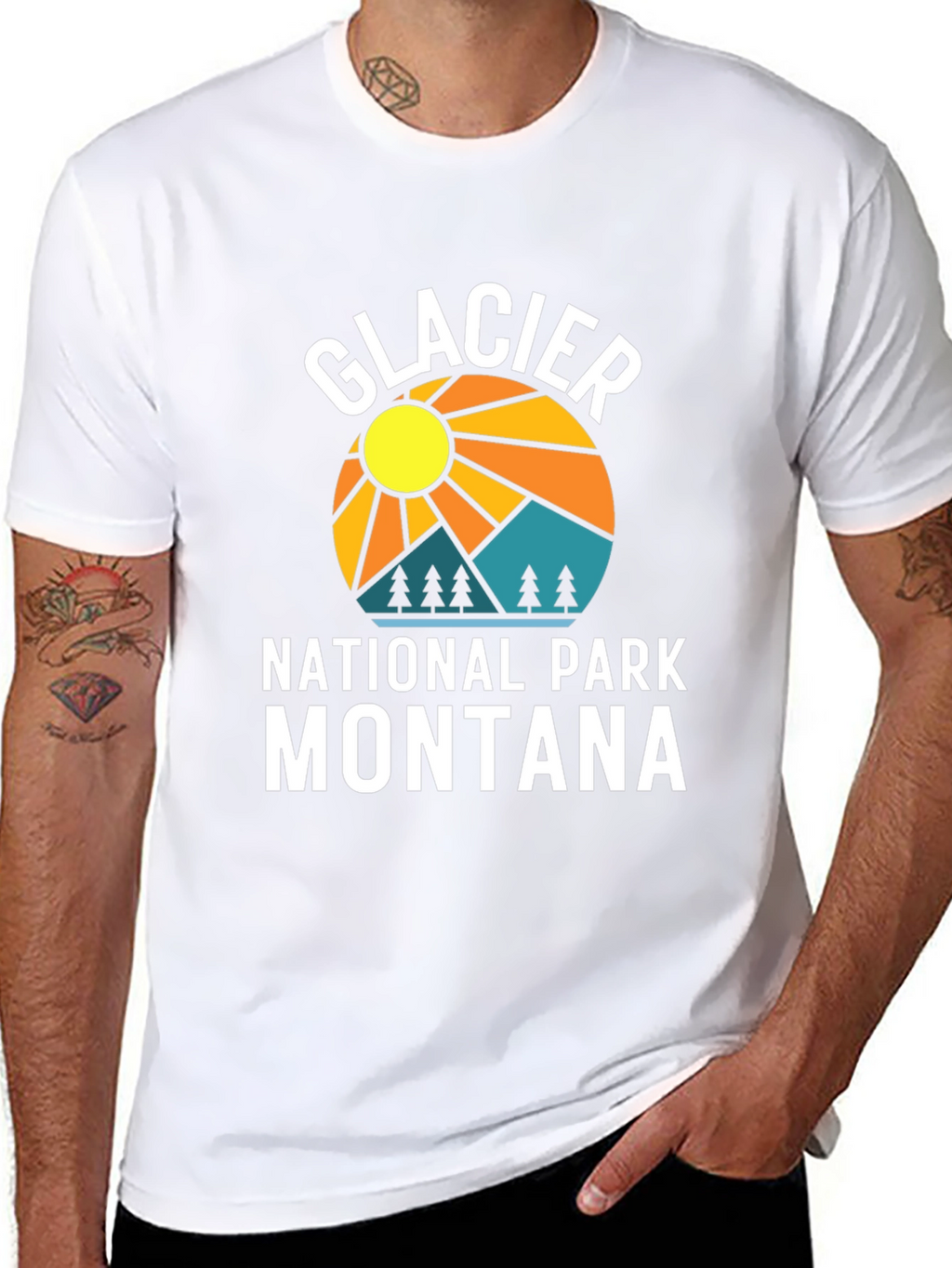Glacier National Park Montana Black T-Shirt