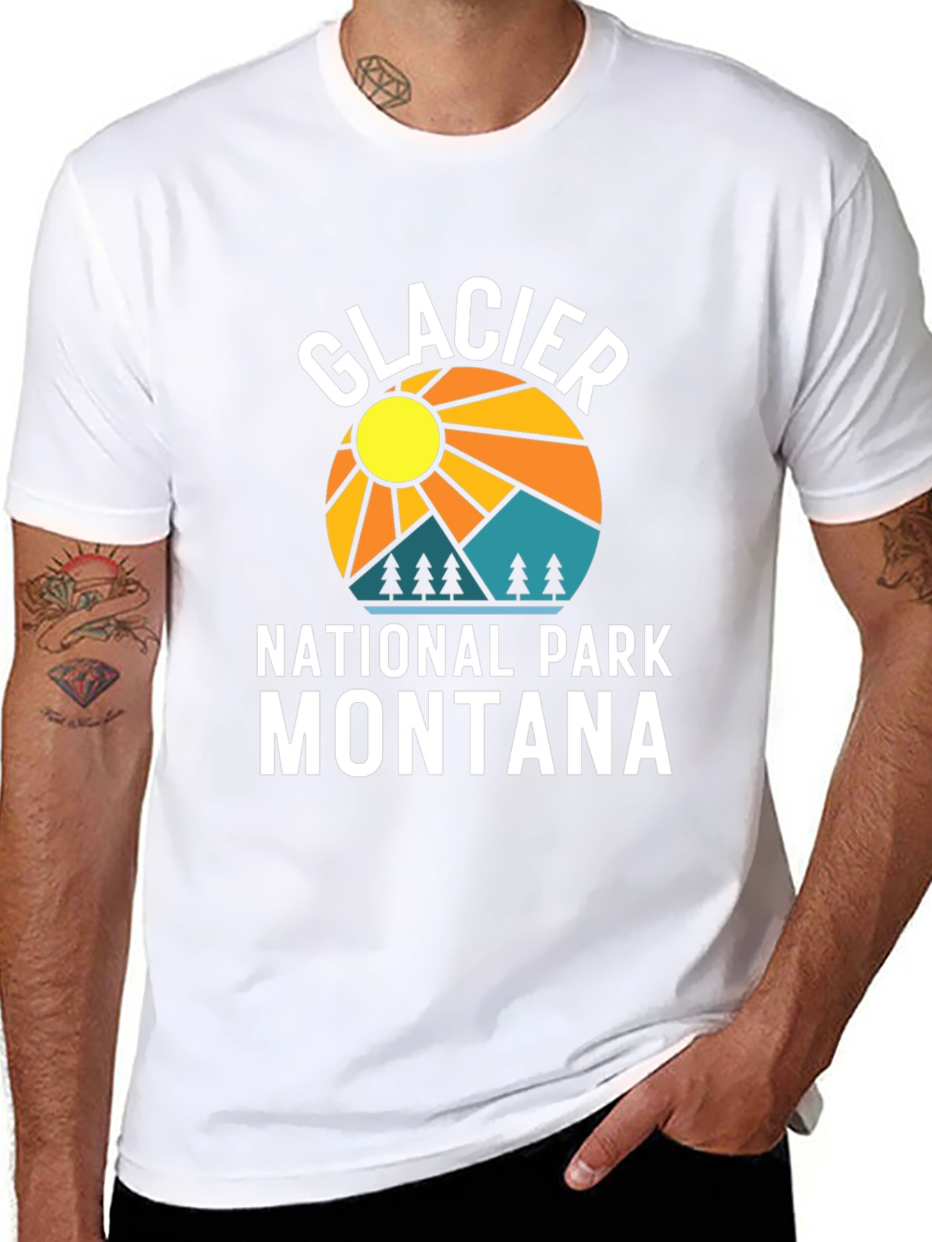 Glacier National Park Montana Black T-Shirt