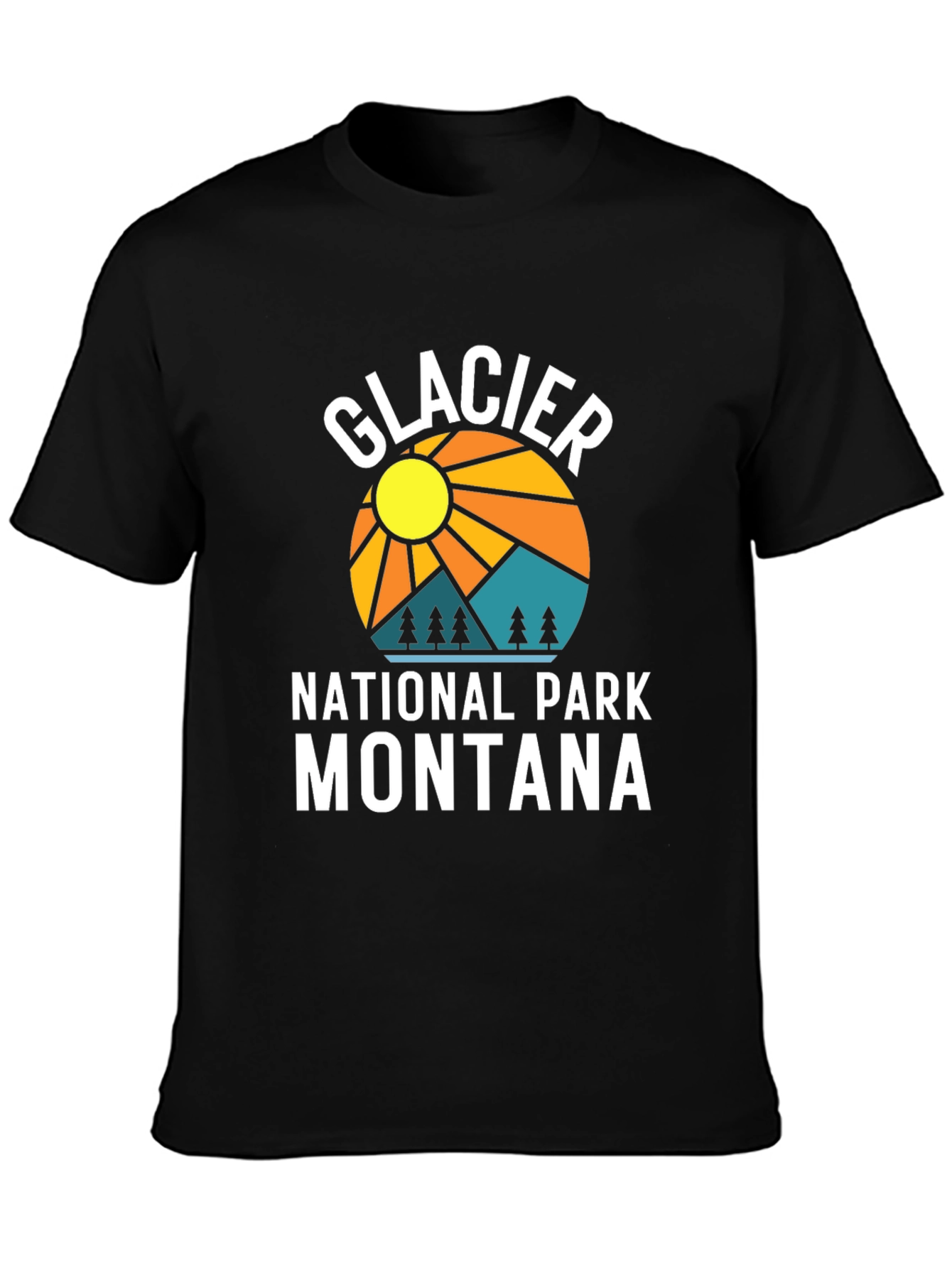 Glacier National Park Montana Black T-Shirt