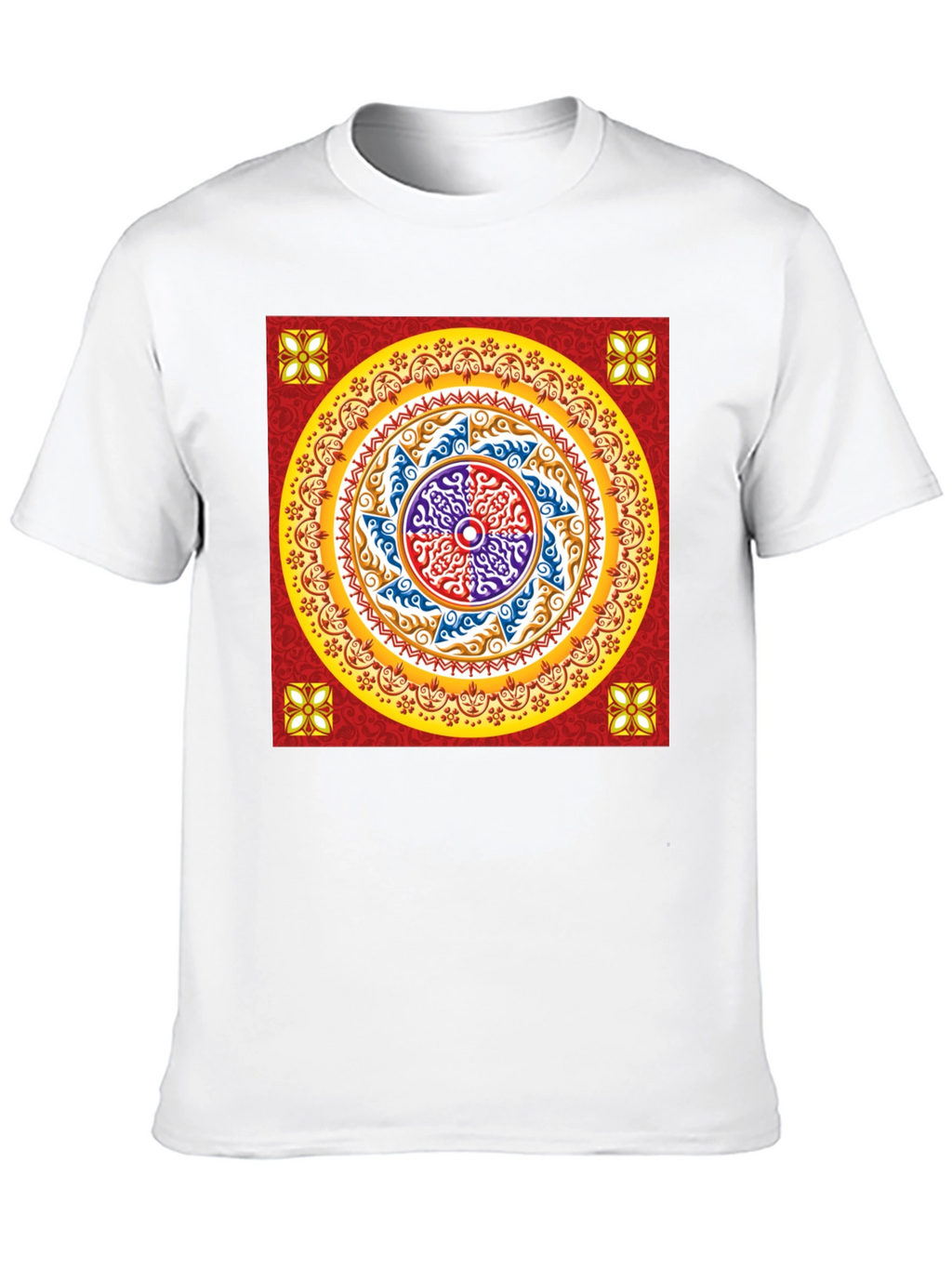 Red Mandala Graphic Black T-Shirt