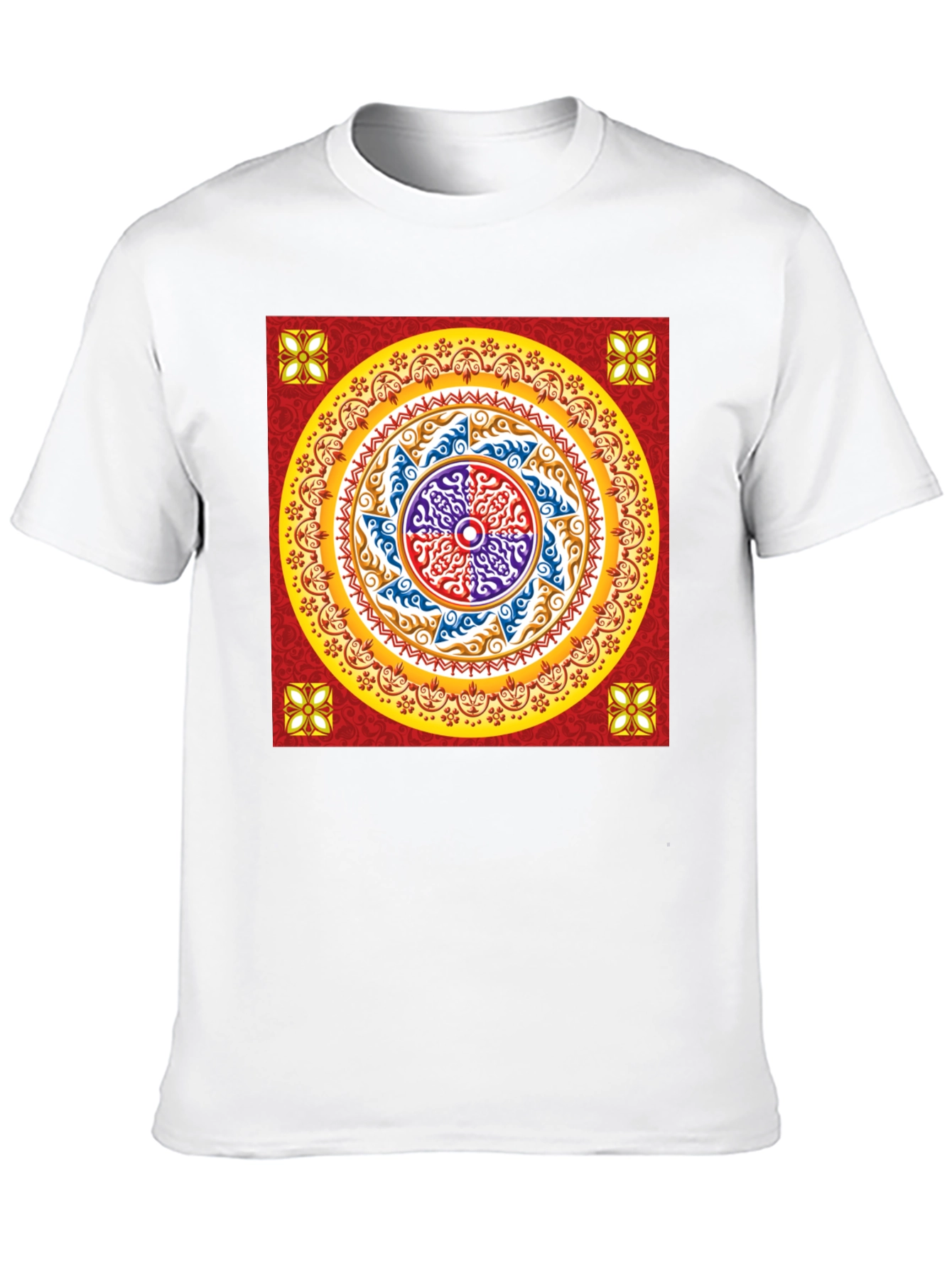 Red Mandala Graphic Black T-Shirt