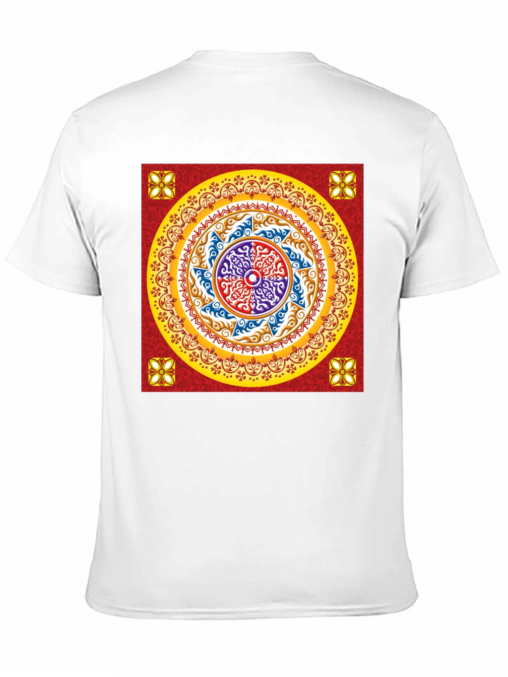 Red Mandala Graphic Black T-Shirt