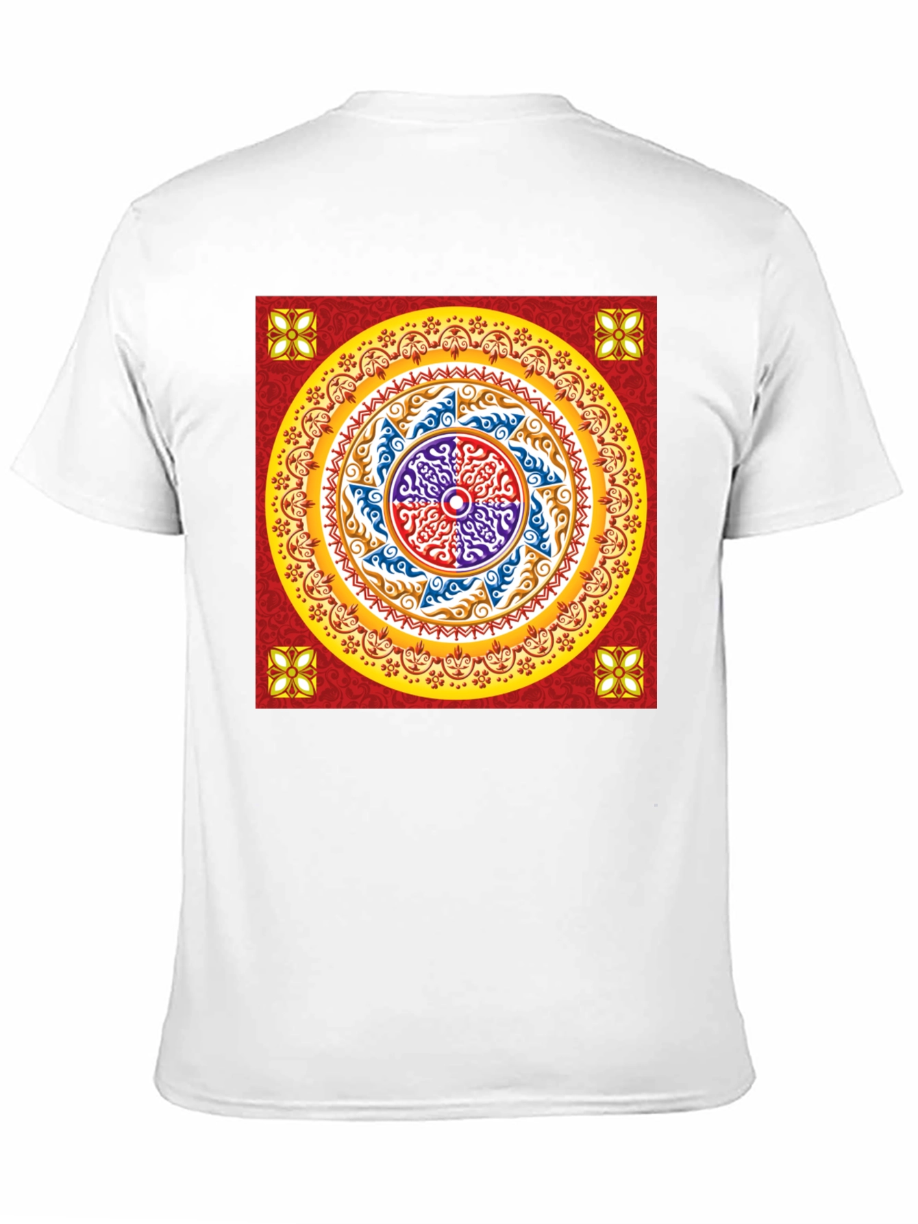 Red Mandala Graphic Black T-Shirt
