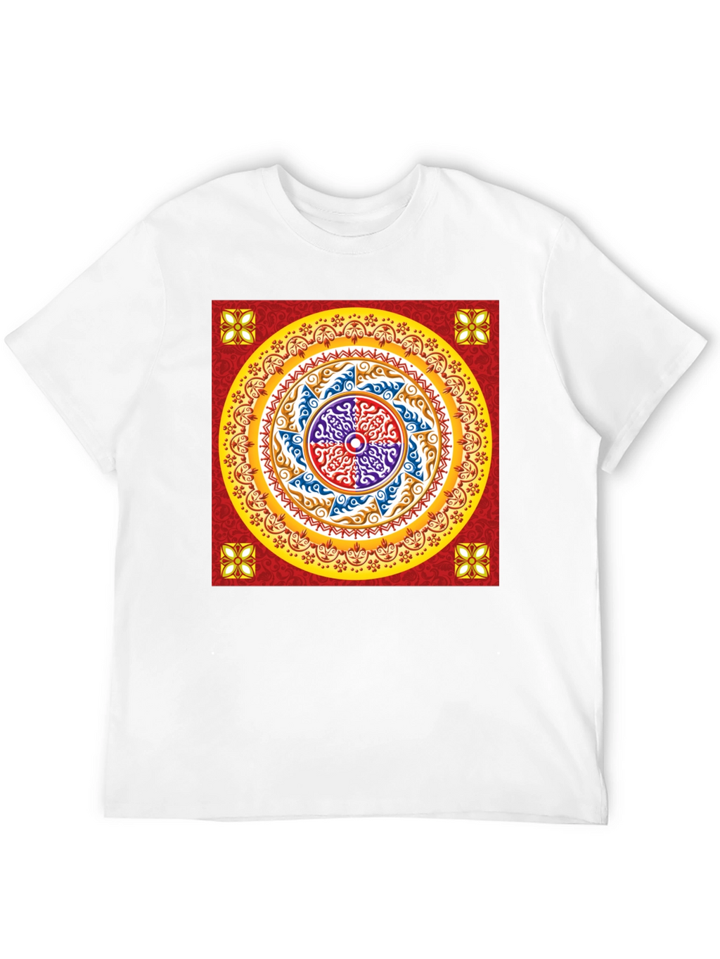 Red Mandala Graphic Black T-Shirt