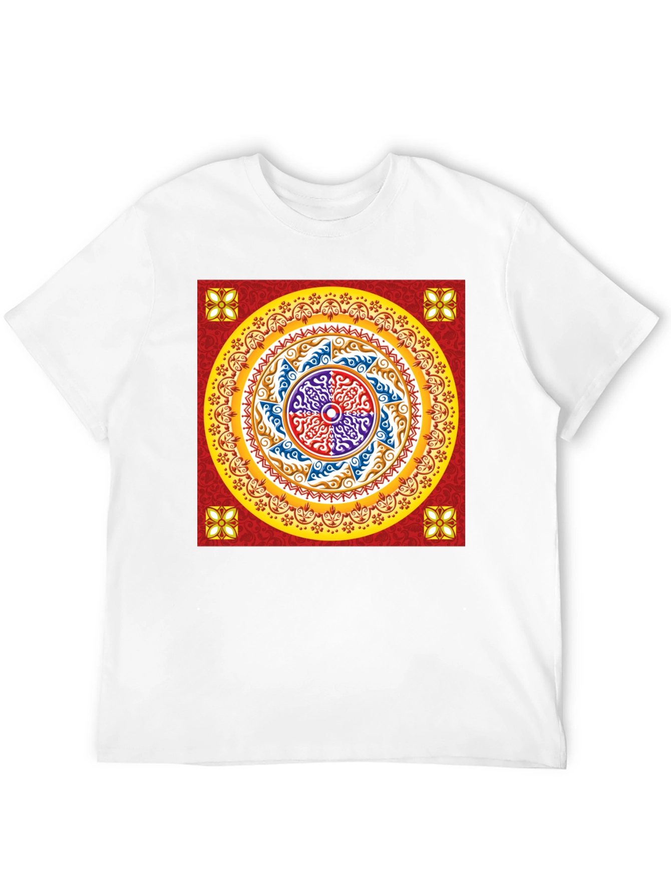 Red Mandala Graphic Black T-Shirt