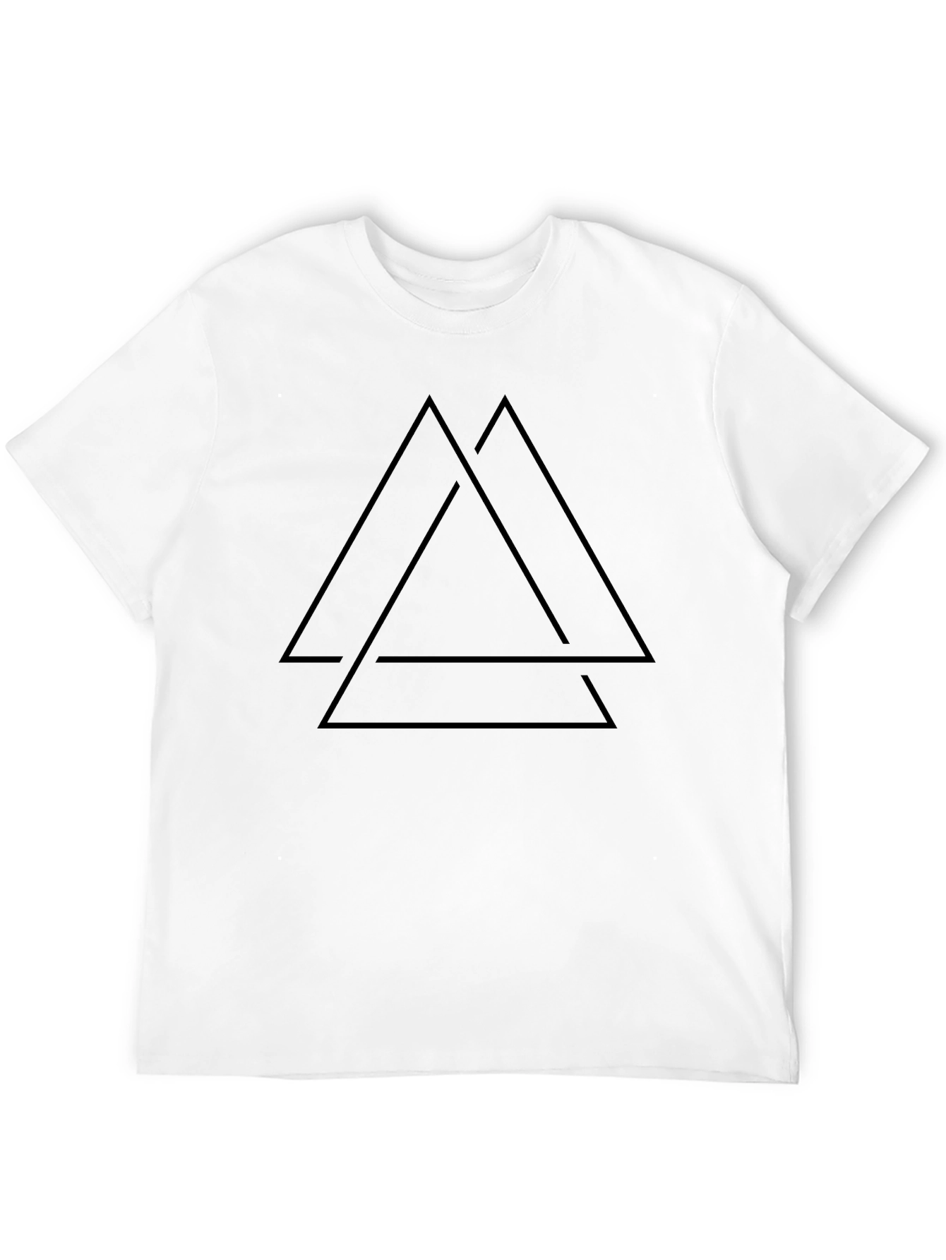 Mens Black T-Shirt - Geometric Triangle Design