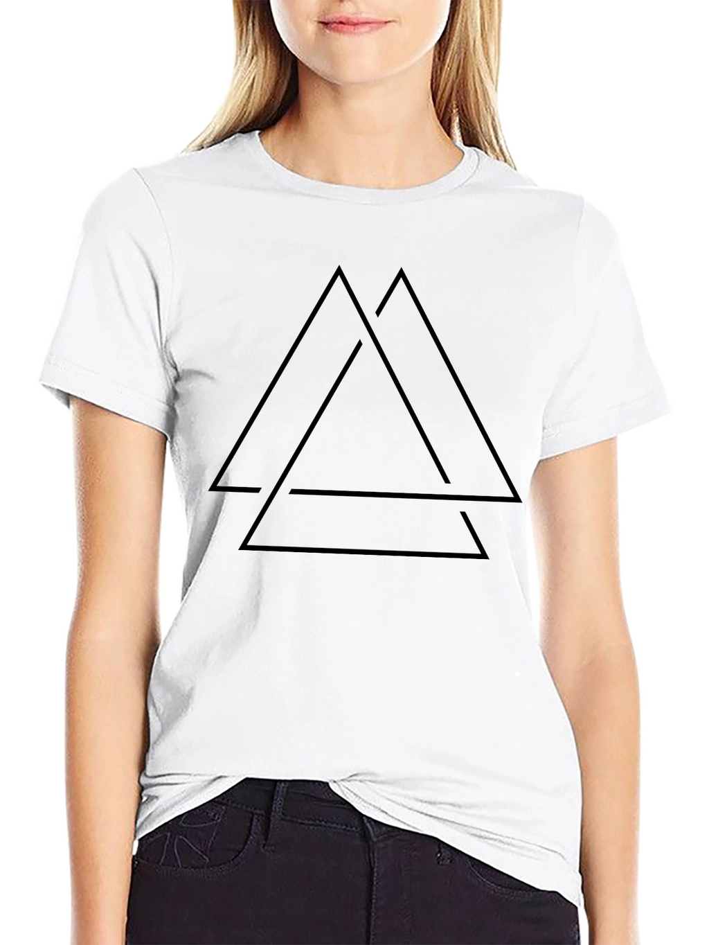 Mens Black T-Shirt - Geometric Triangle Design