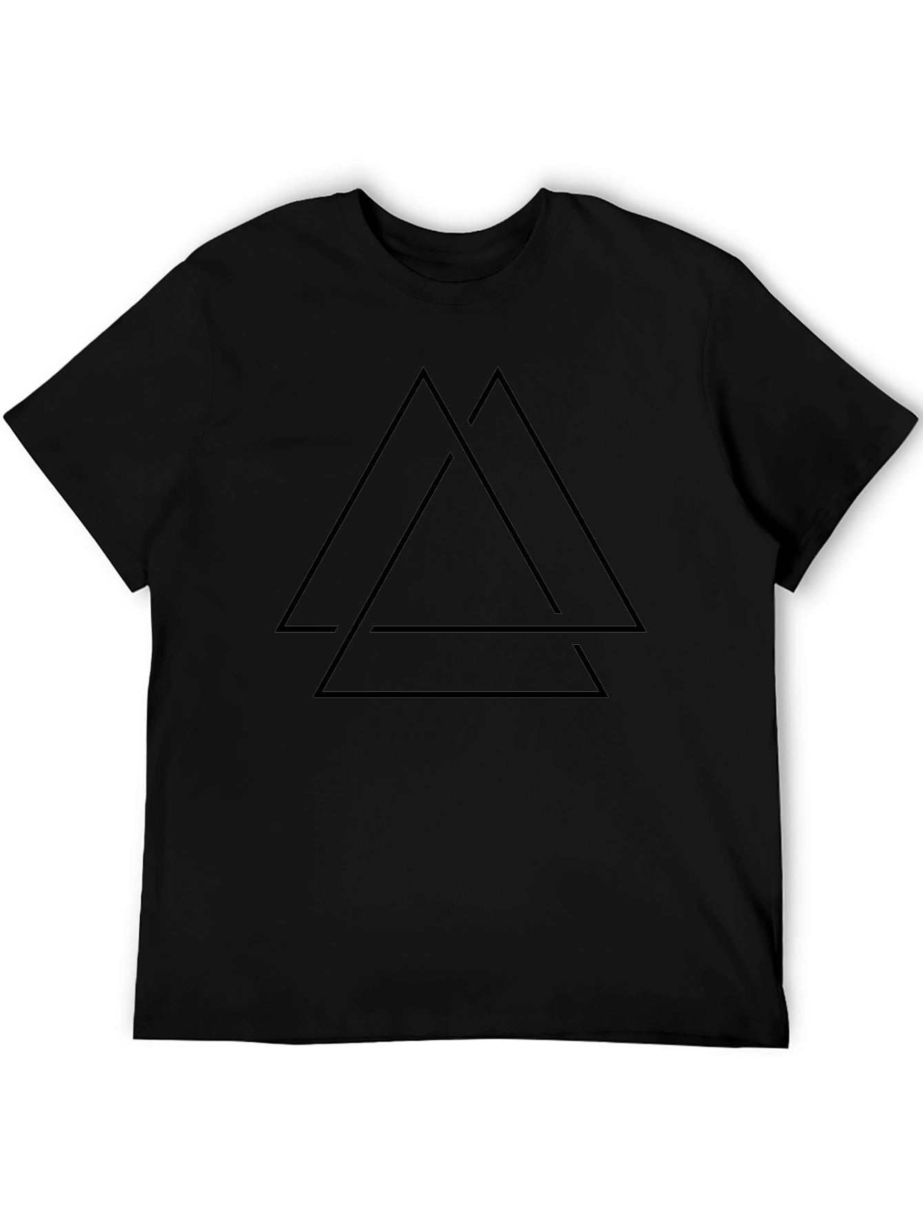 Mens Black T-Shirt - Geometric Triangle Design