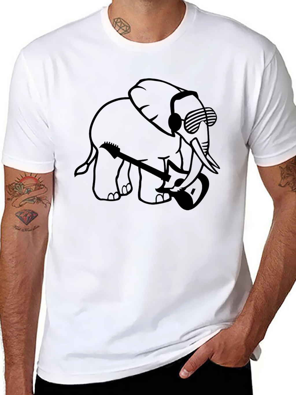 Elephant DJ Black Graphic Tee
