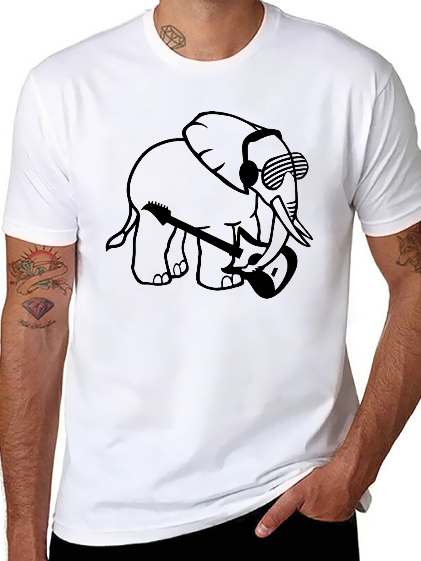 Elephant DJ Black Graphic Tee