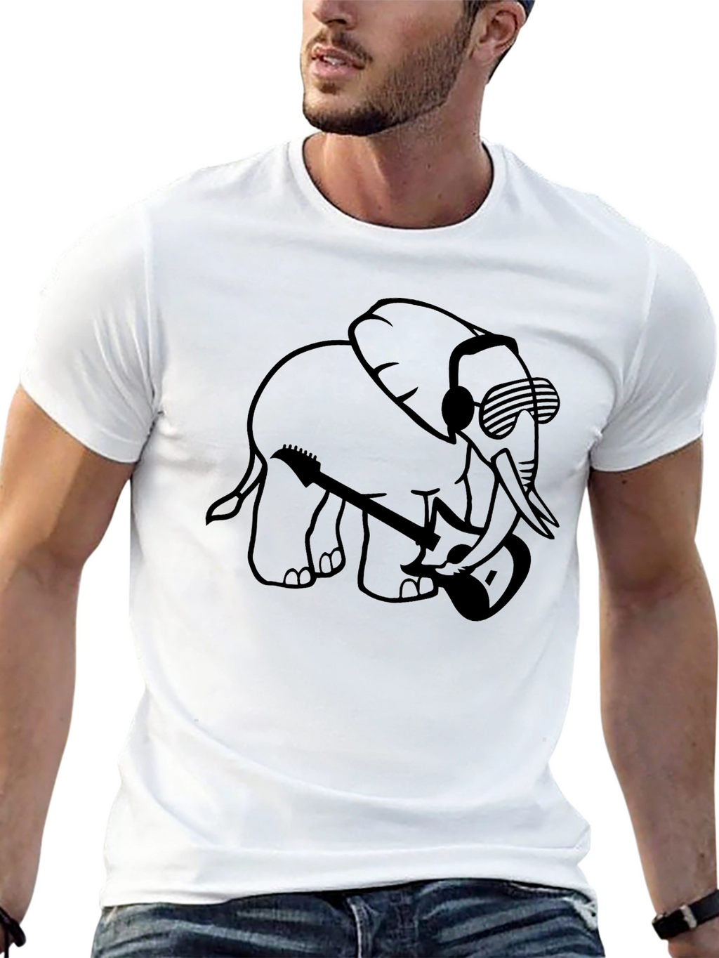 Elephant DJ Black Graphic Tee