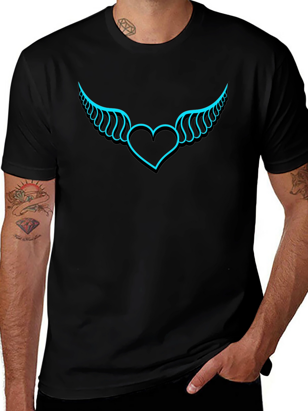 Winged Heart Graphic T-Shirt - Black