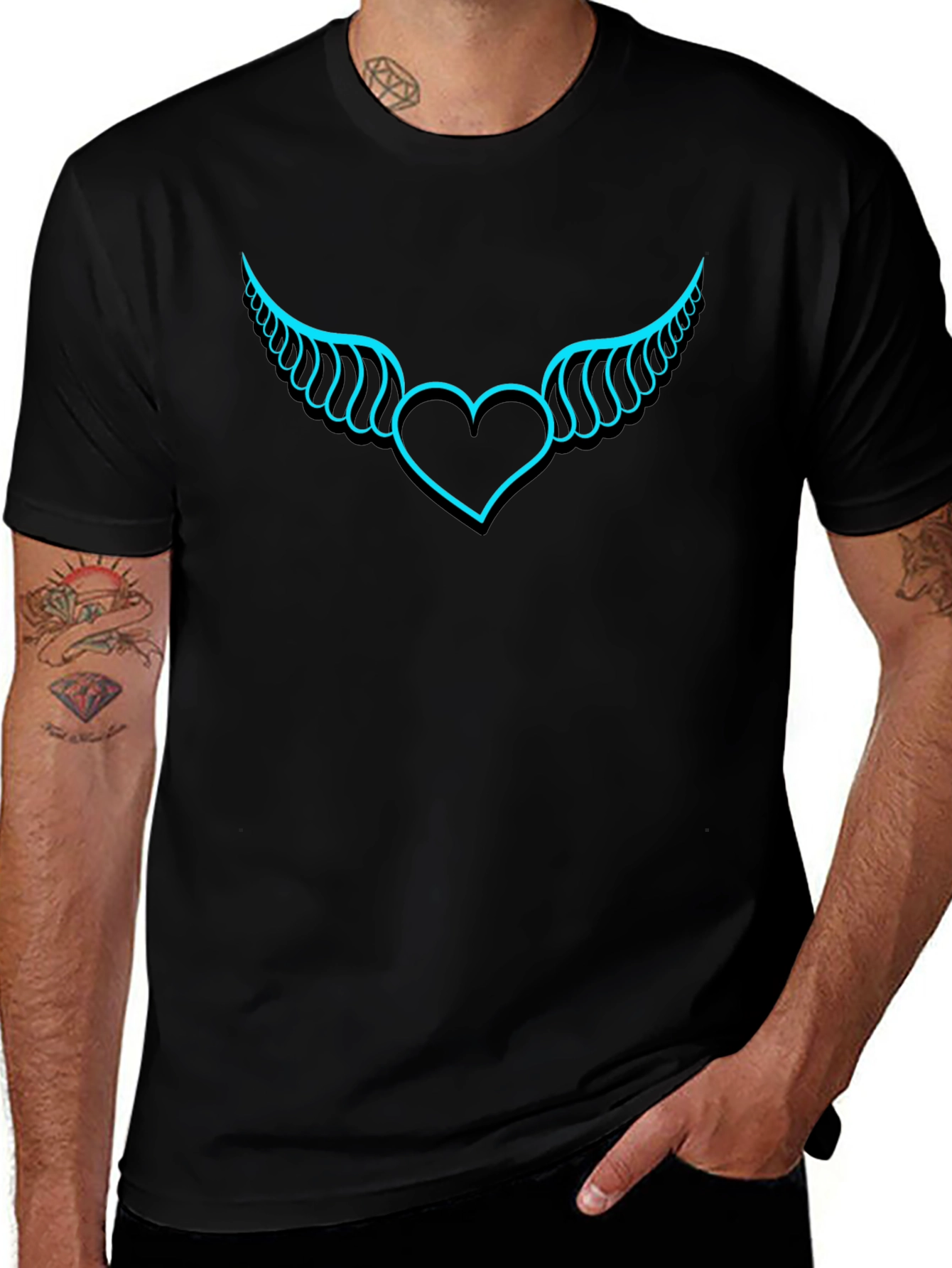 Winged Heart Graphic T-Shirt - Black