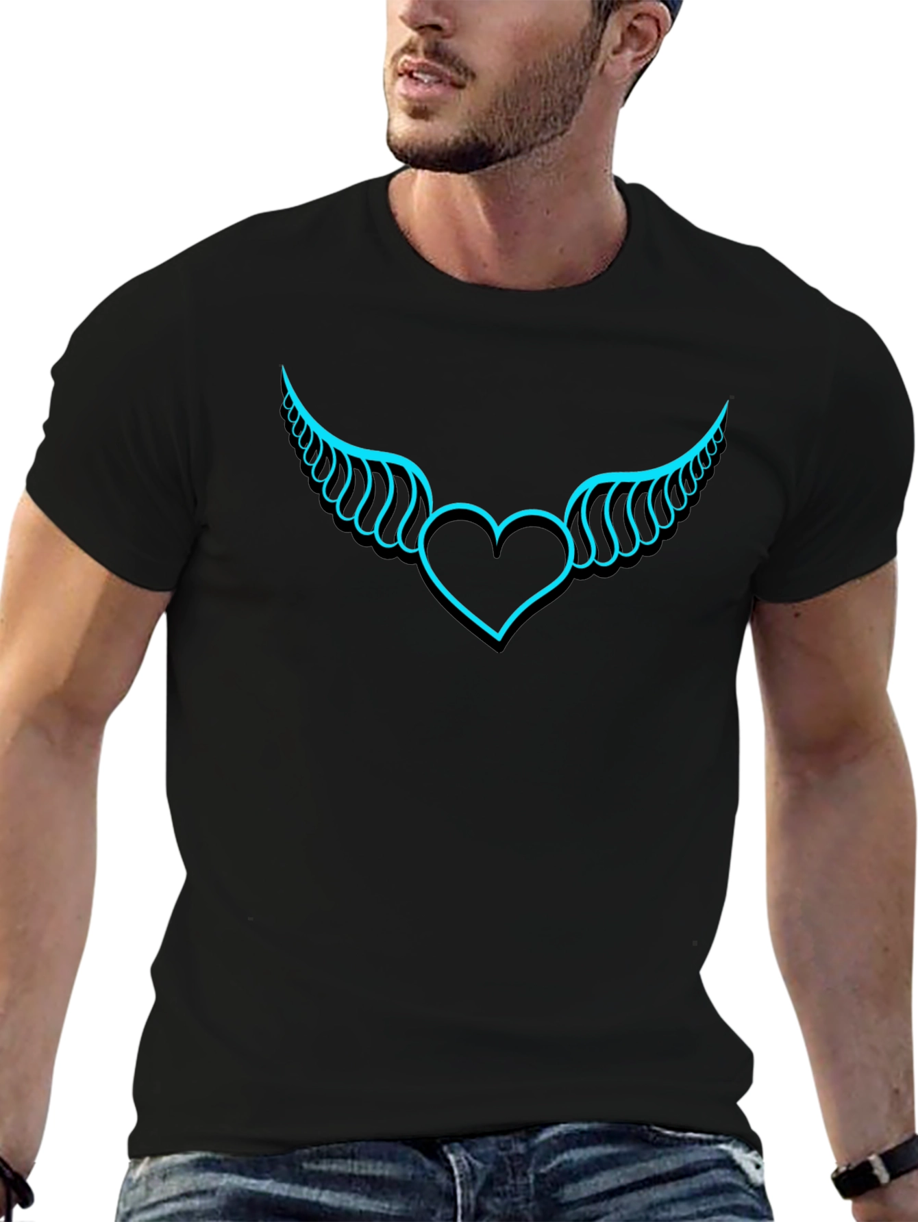 Winged Heart Graphic T-Shirt - Black