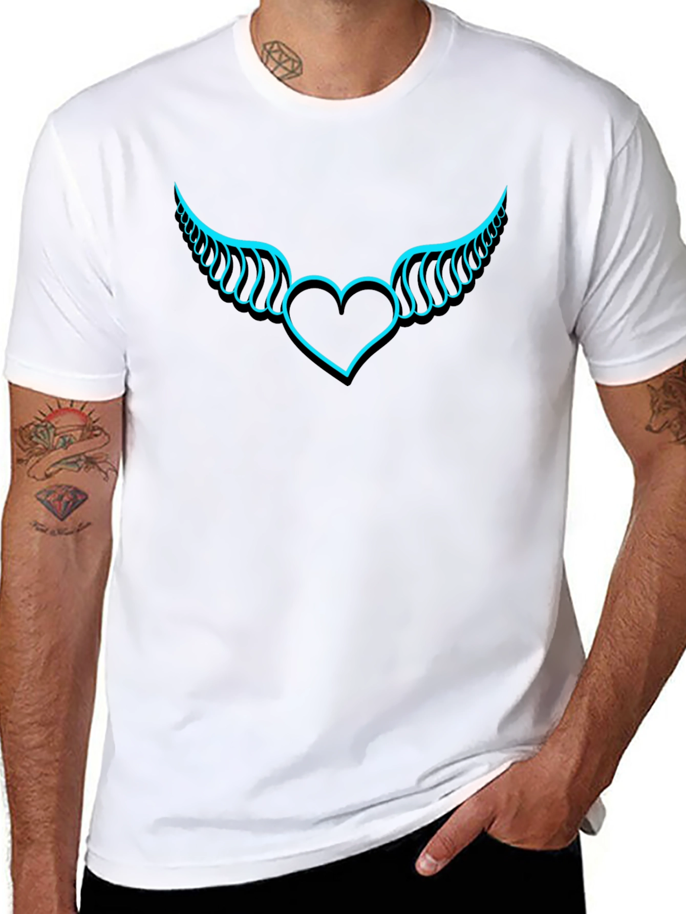 Winged Heart Graphic T-Shirt - Black