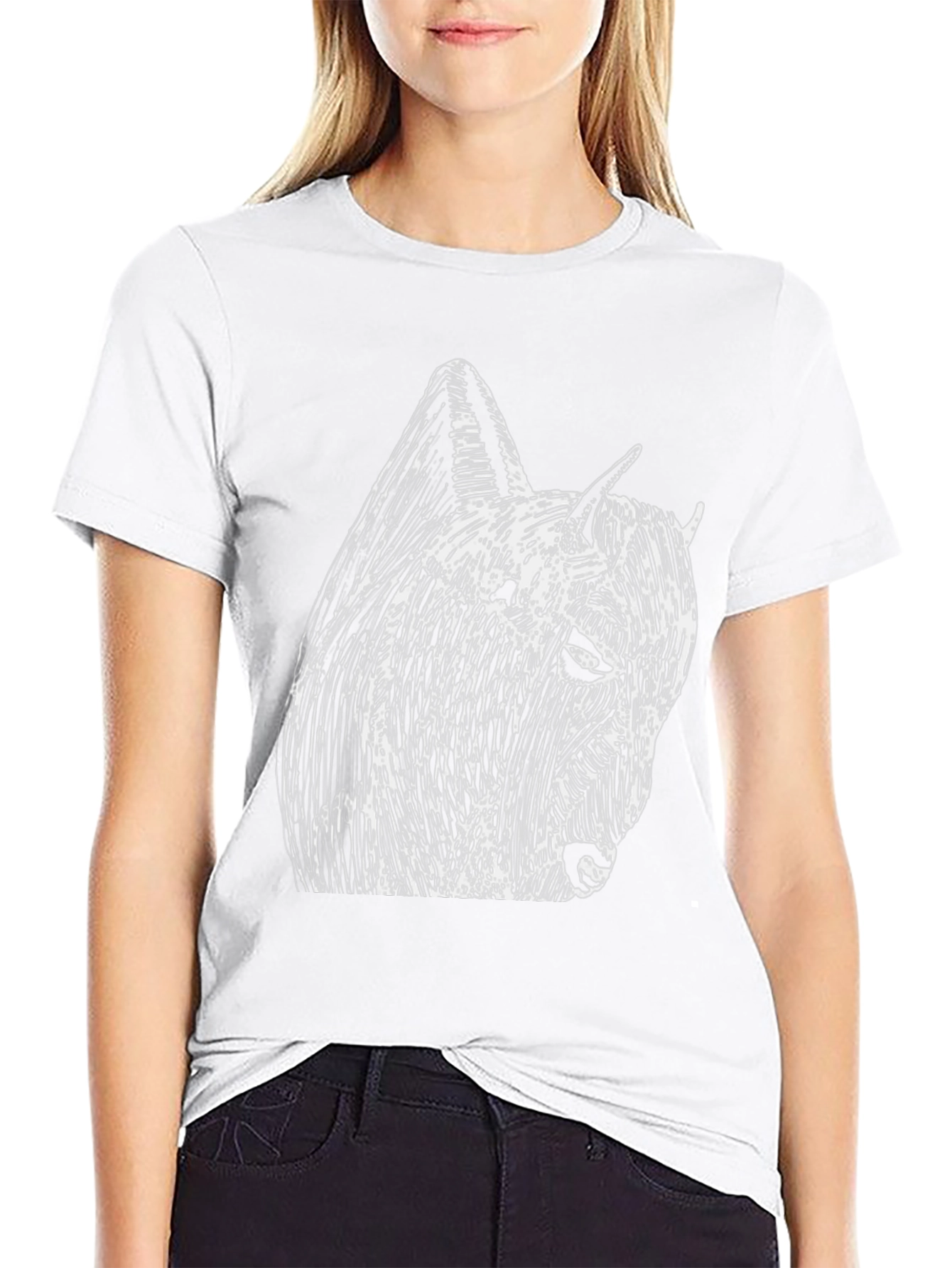 Black Tee with Abstract Bison Graphic