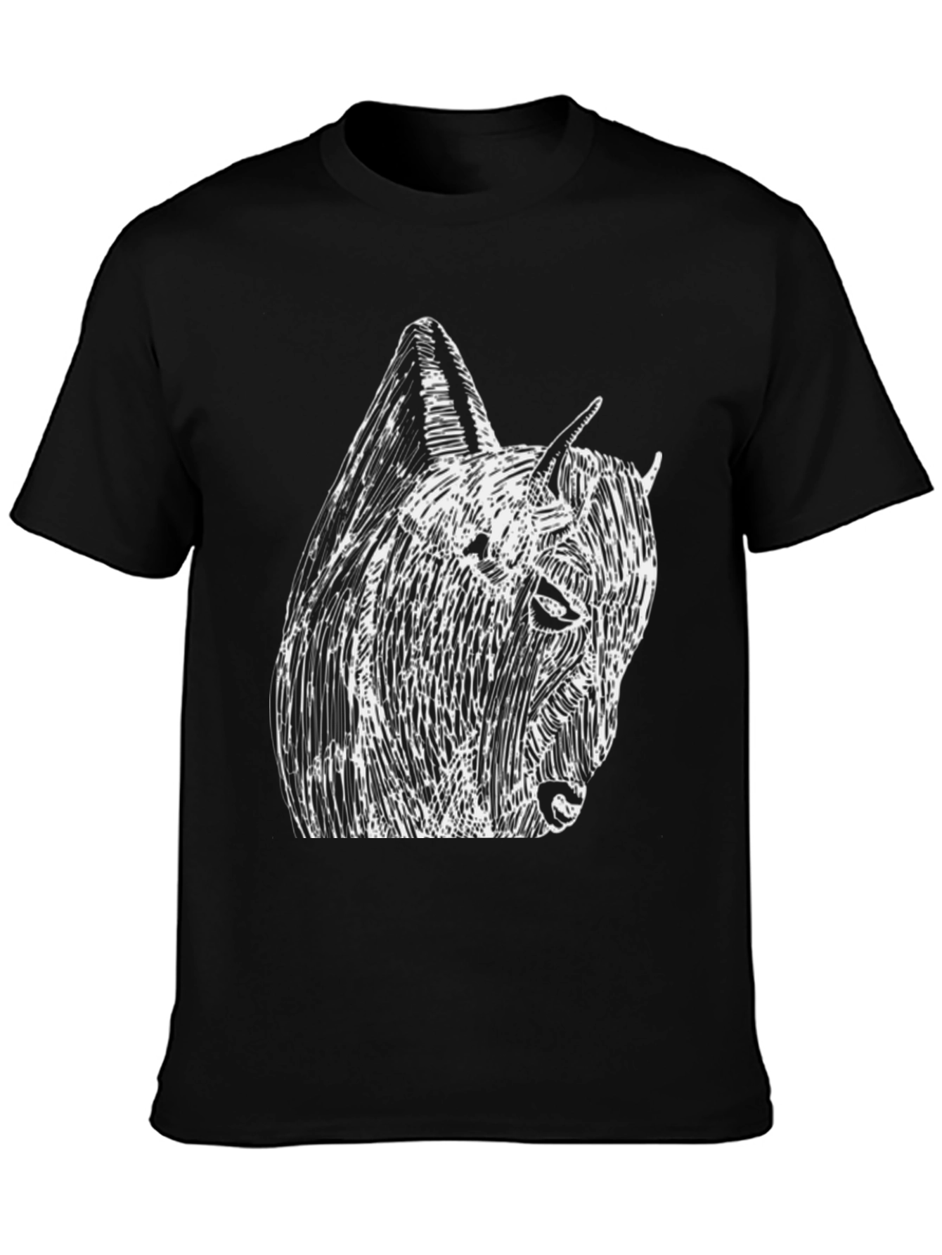 Black Tee with Abstract Bison Graphic