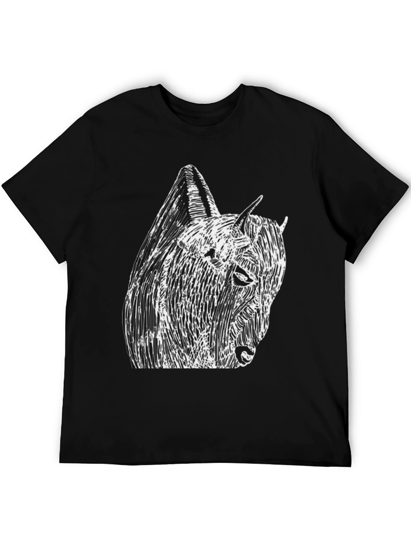 Black Tee with Abstract Bison Graphic