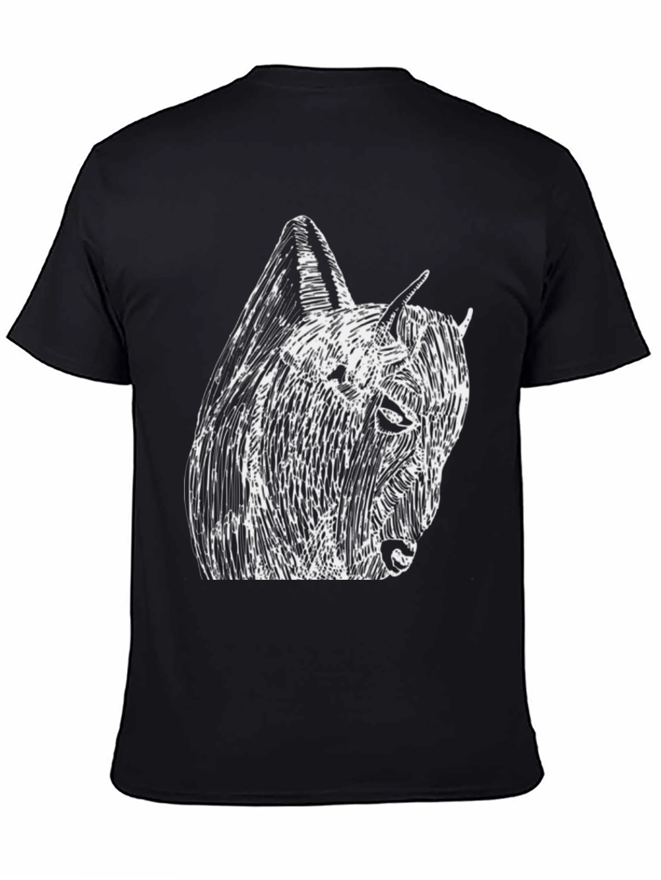 Black Tee with Abstract Bison Graphic