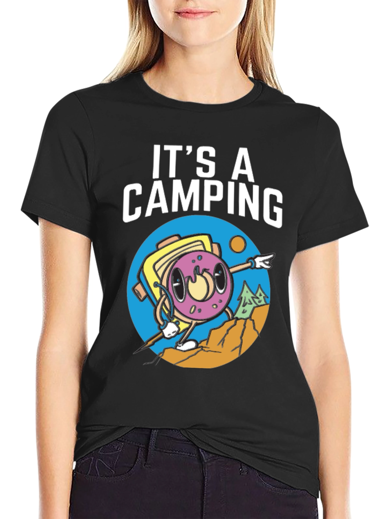 Camping Donut Graphic Tee - Adventurous Humor