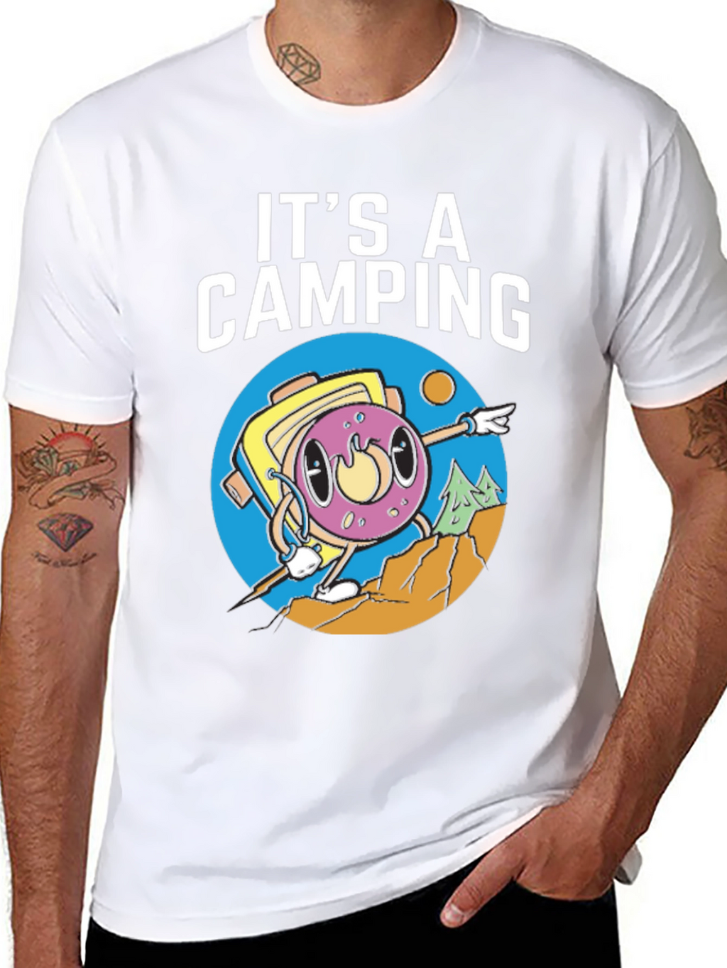 Camping Donut Graphic Tee - Adventurous Humor