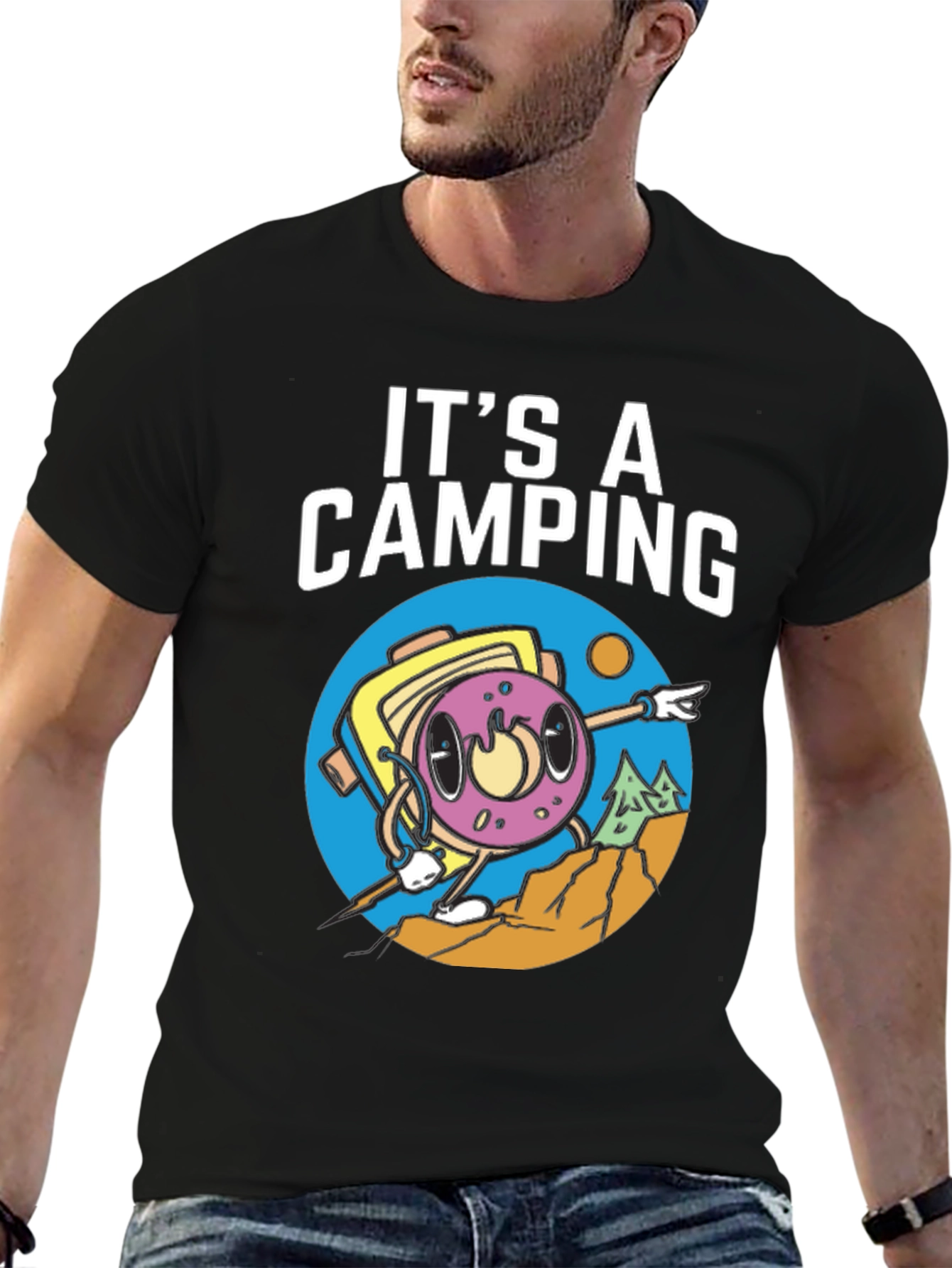 Camping Donut Graphic Tee - Adventurous Humor
