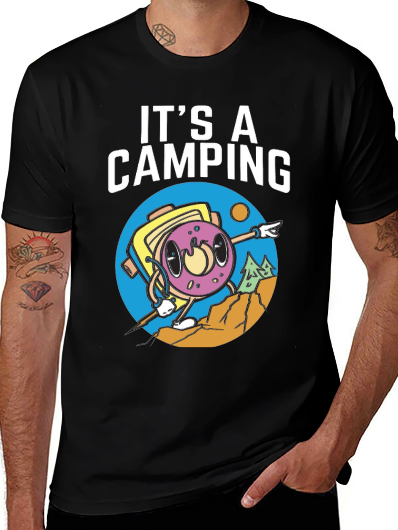 Camping Donut Graphic Tee - Adventurous Humor