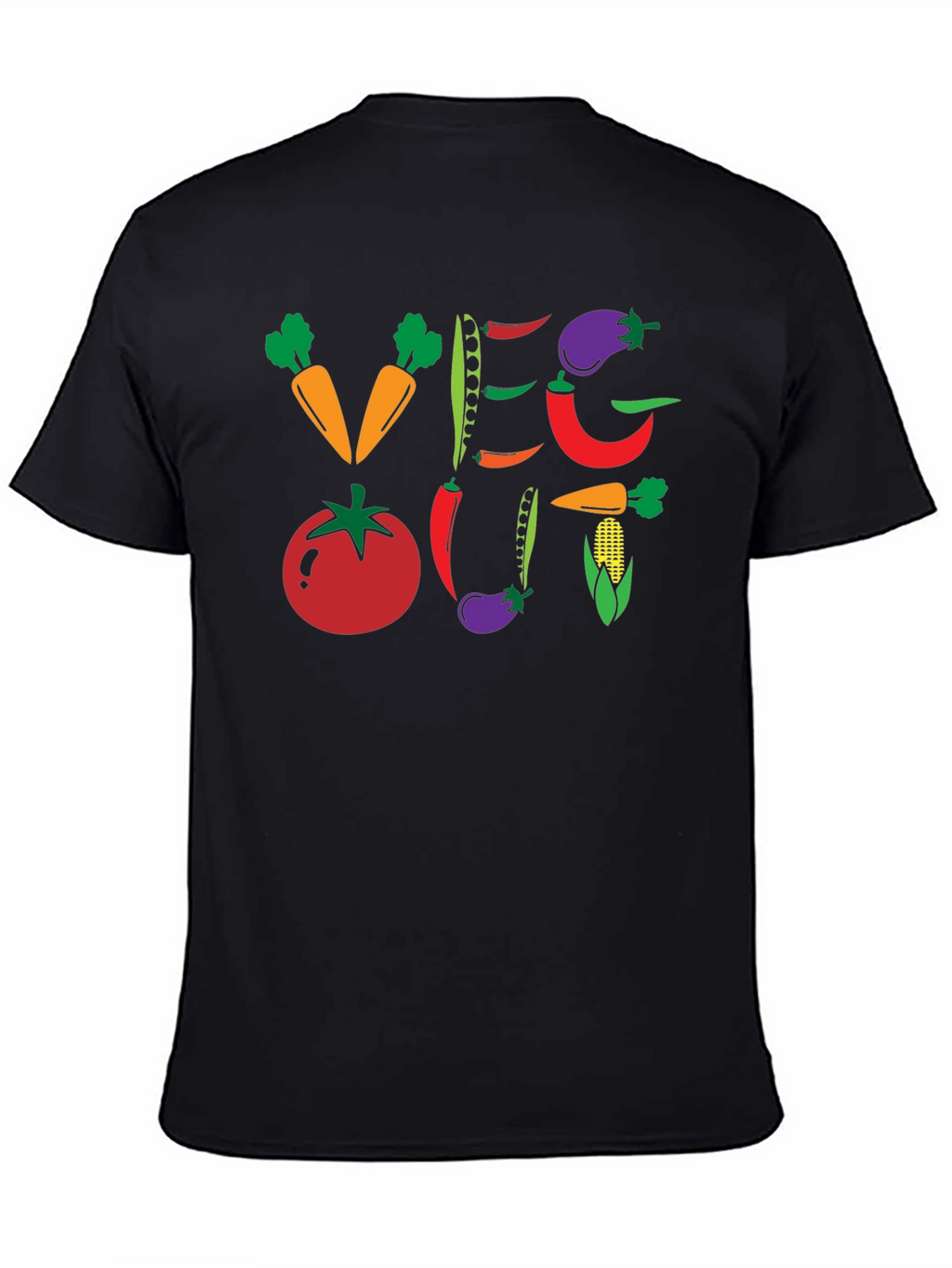 Veg Out Graphic T-Shirt - Black Vegan Tee