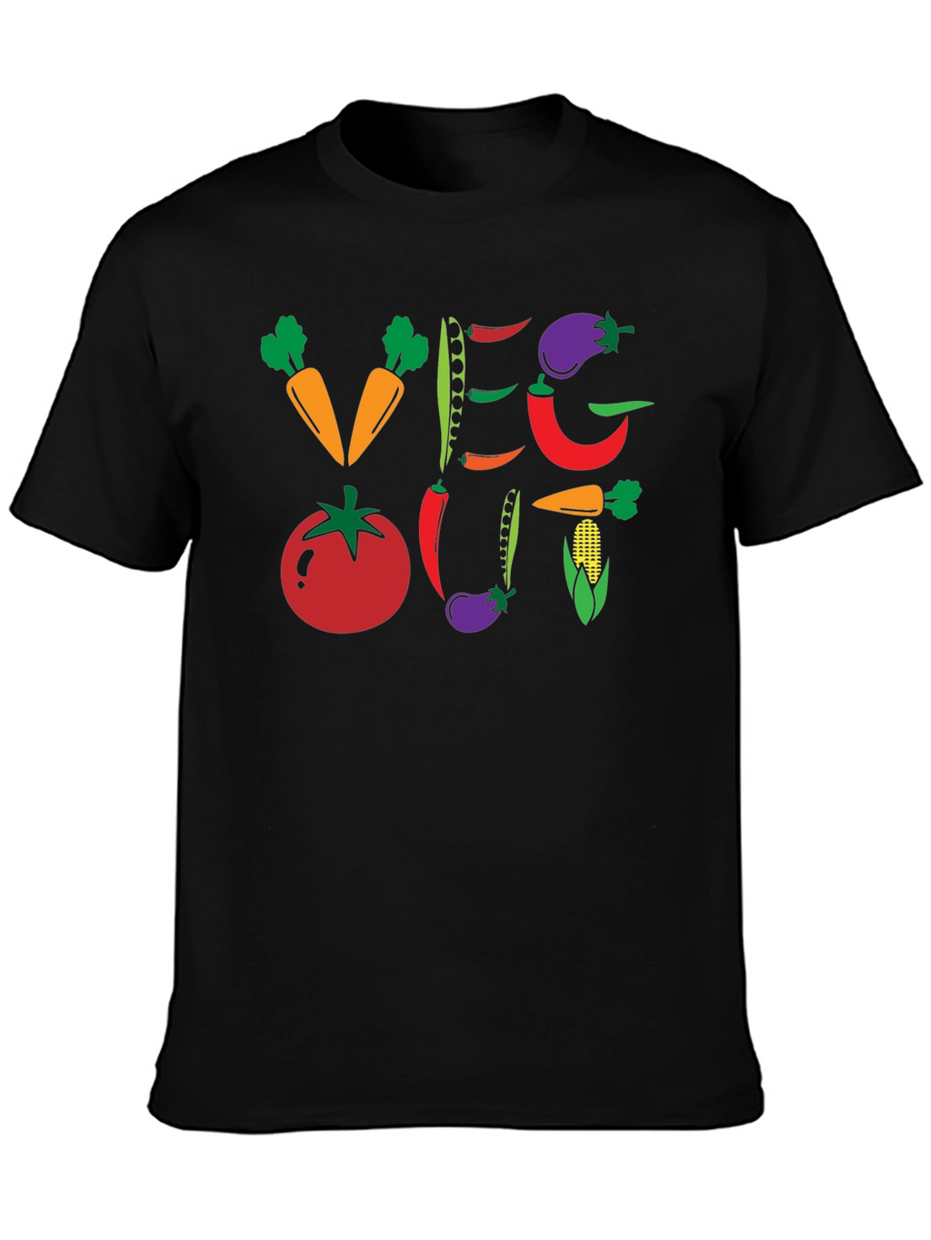 Veg Out Graphic T-Shirt - Black Vegan Tee