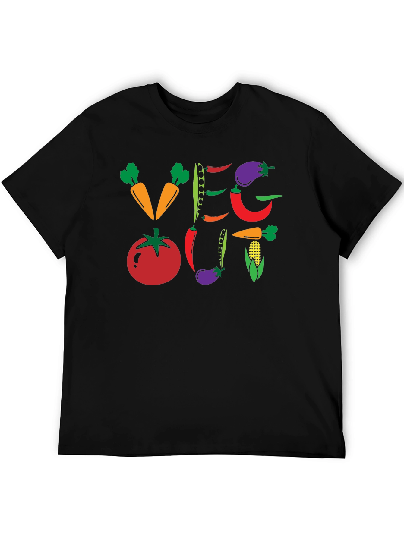 Veg Out Graphic T-Shirt - Black Vegan Tee